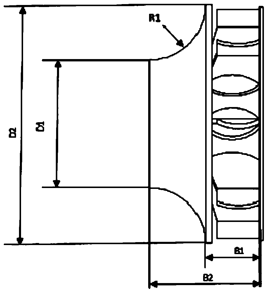 A centrifugal fan impeller