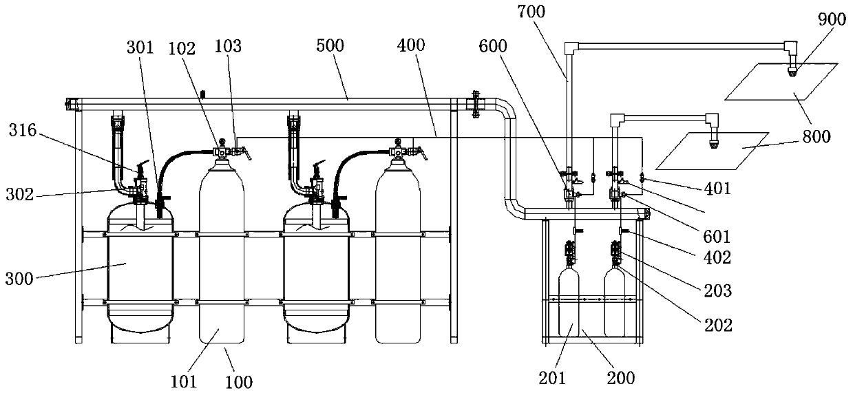 A backup pressure type heptafluoropropane fire extinguishing system