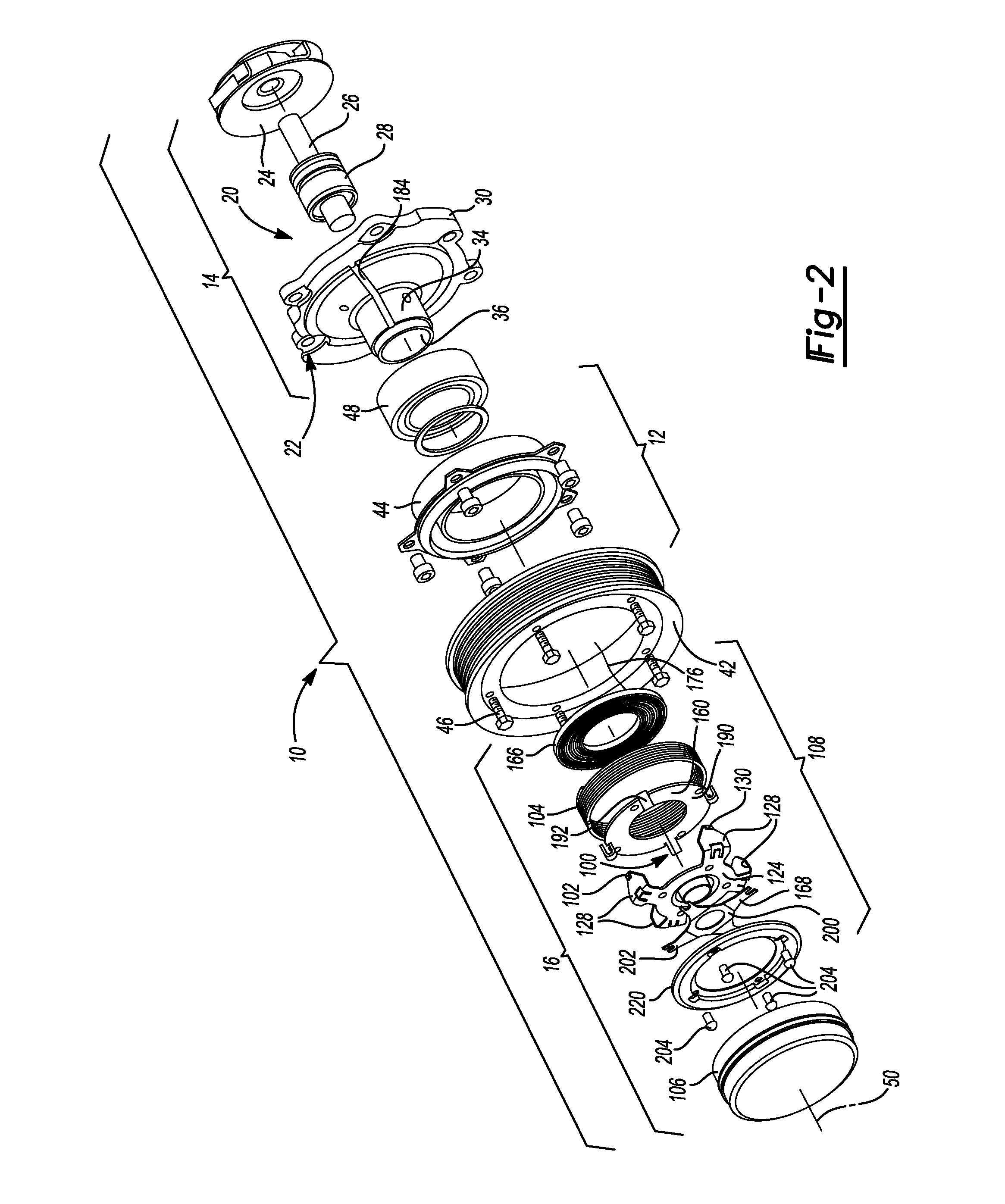 Driven accessory with low-power clutch for activating or de-activating same