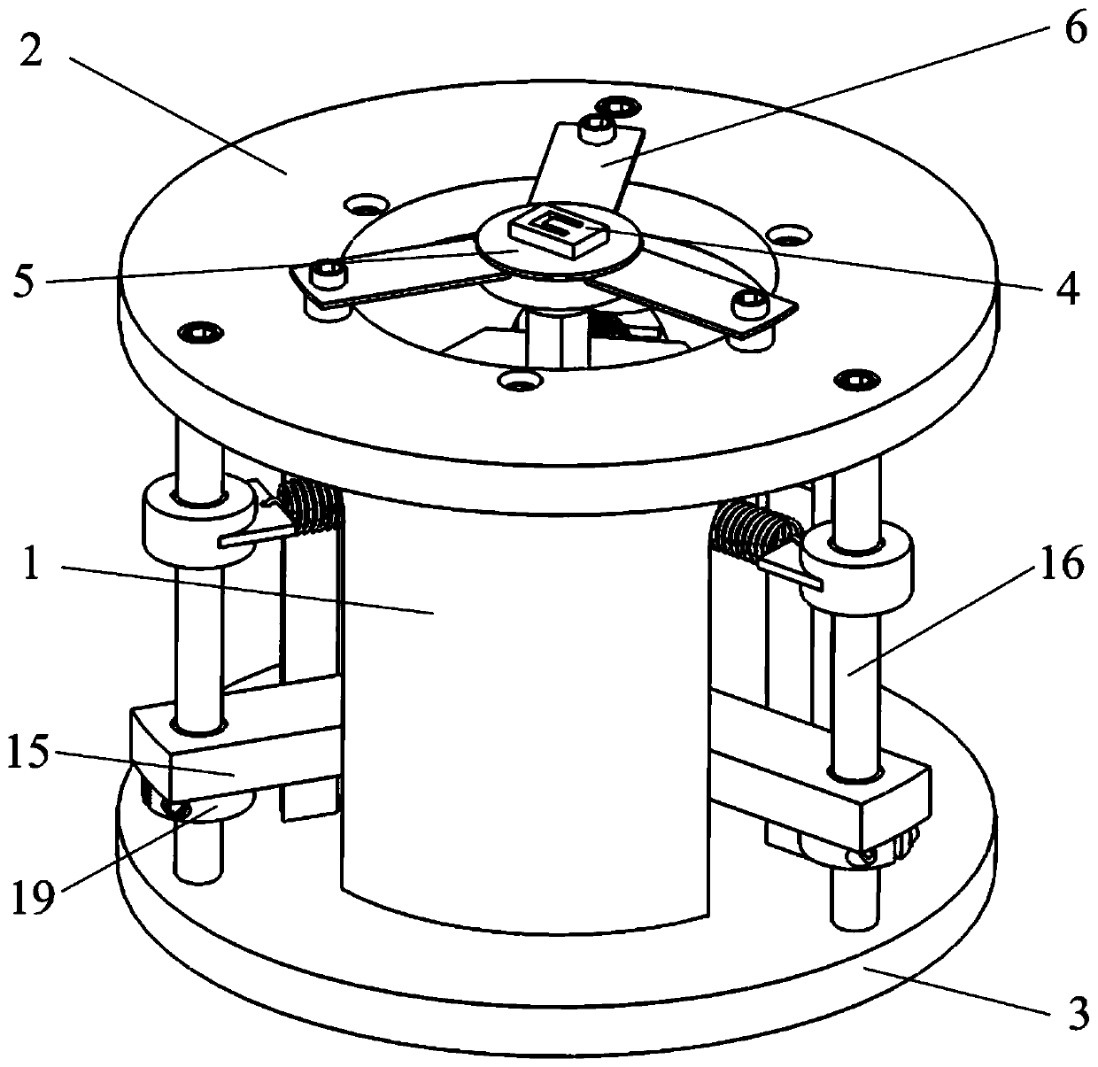 A mems microstructure three-axis pedestal excitation device driven by stacked piezoelectric ceramics