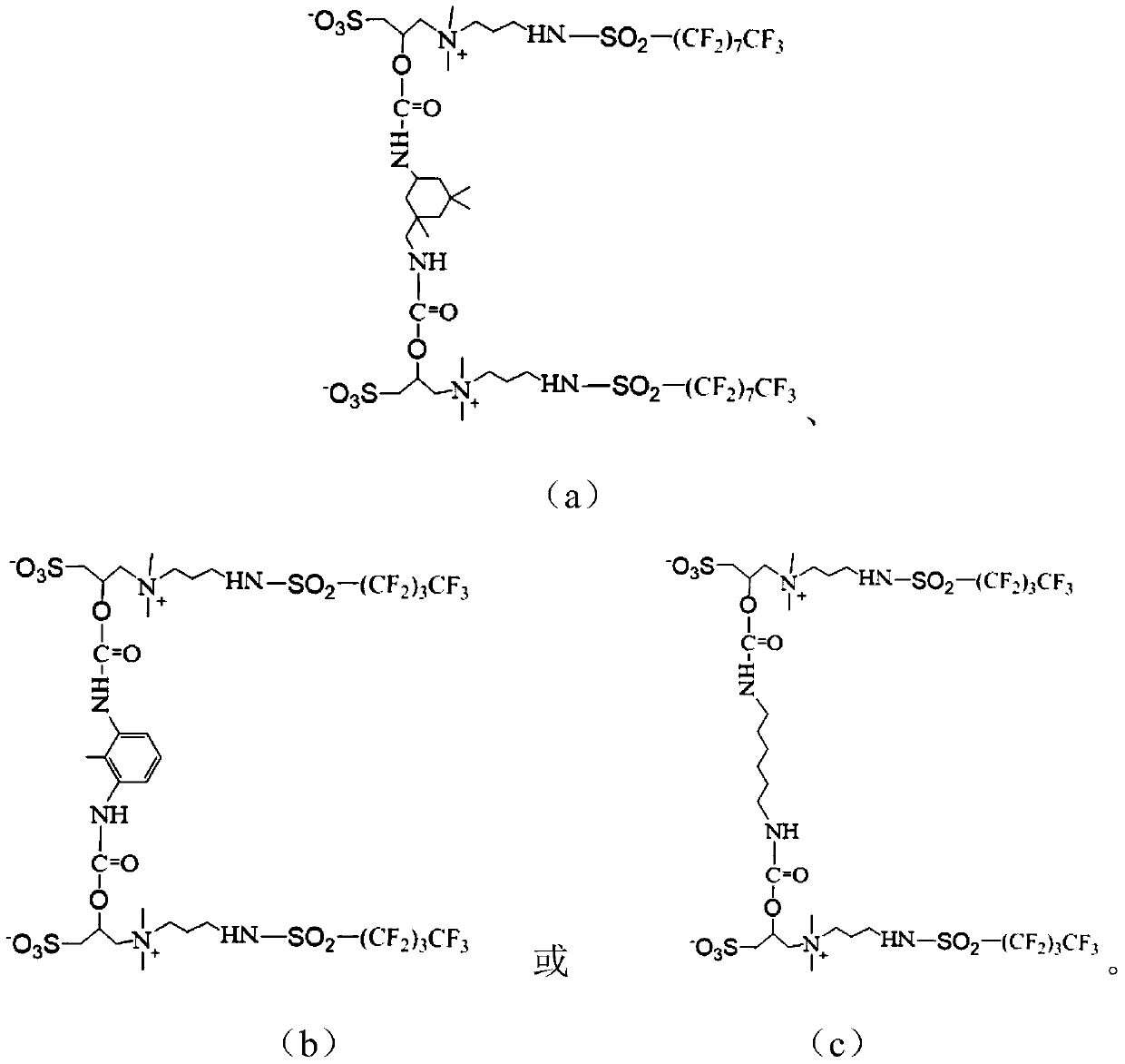 Fluorocarbon gemini betaine surfactant, preparation method and application thereof