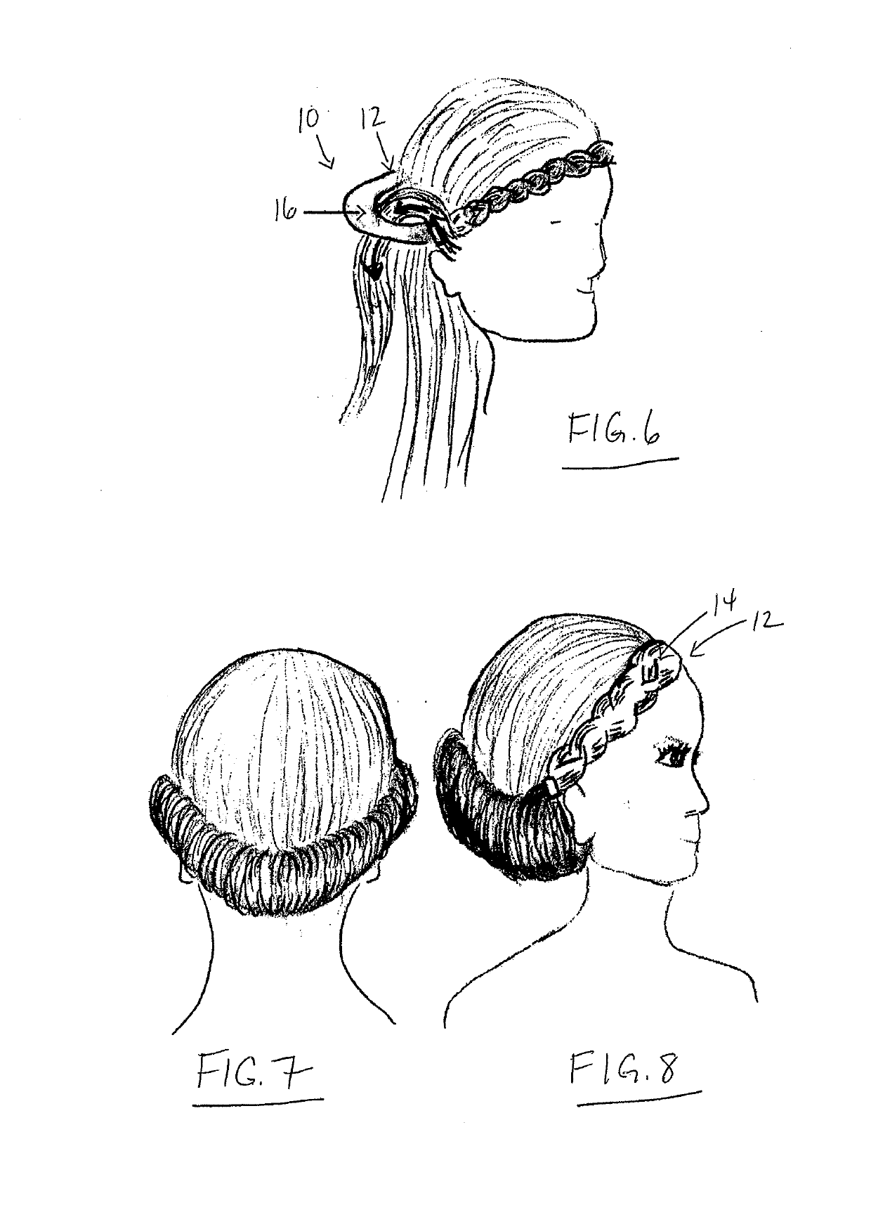 Hair Styling Device Imparting an Updo Hairstyle When Worn and a Different Curled or Straightened Hairstyle When Removed