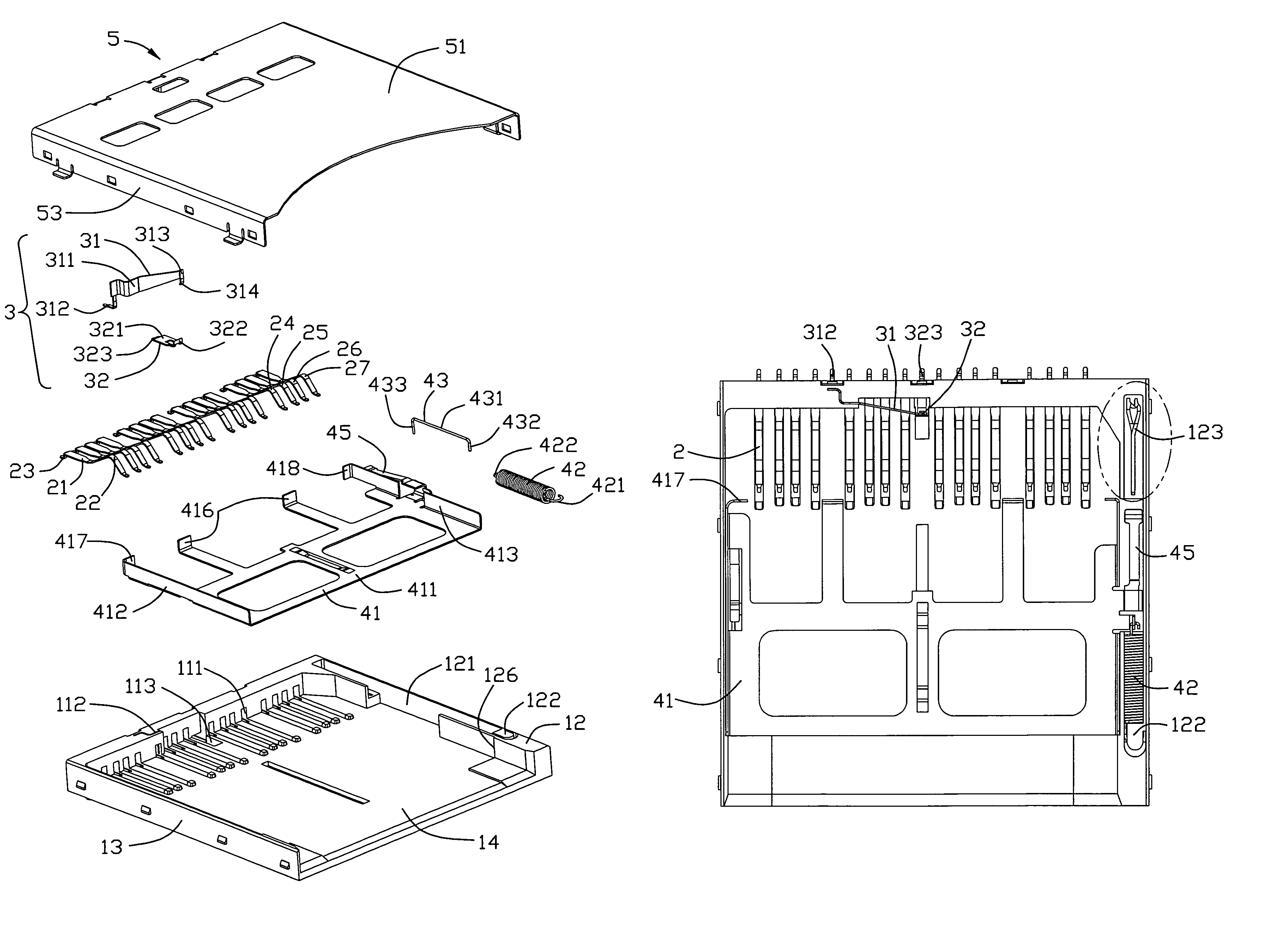 Memory card connector with improved switch contacts for stably detection of card insertion or removal