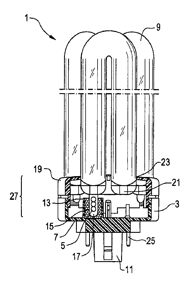 Compact fluorescent lamp with shell structure