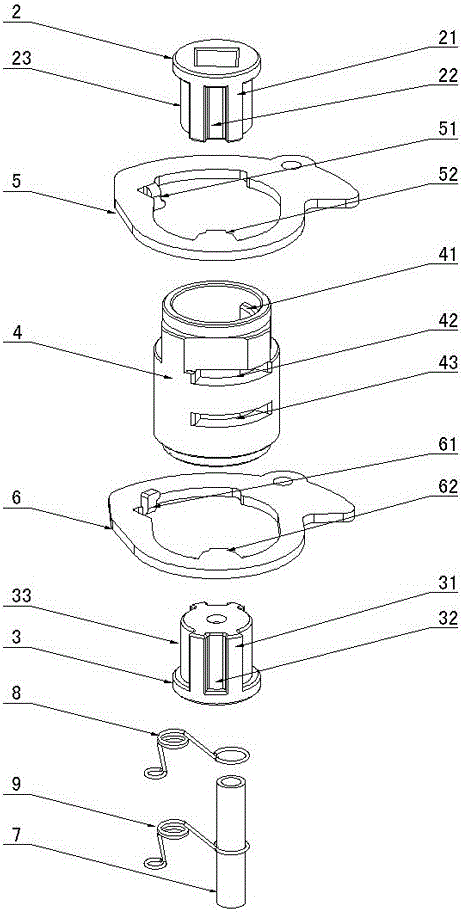 Split type universal reset stirring shaft device