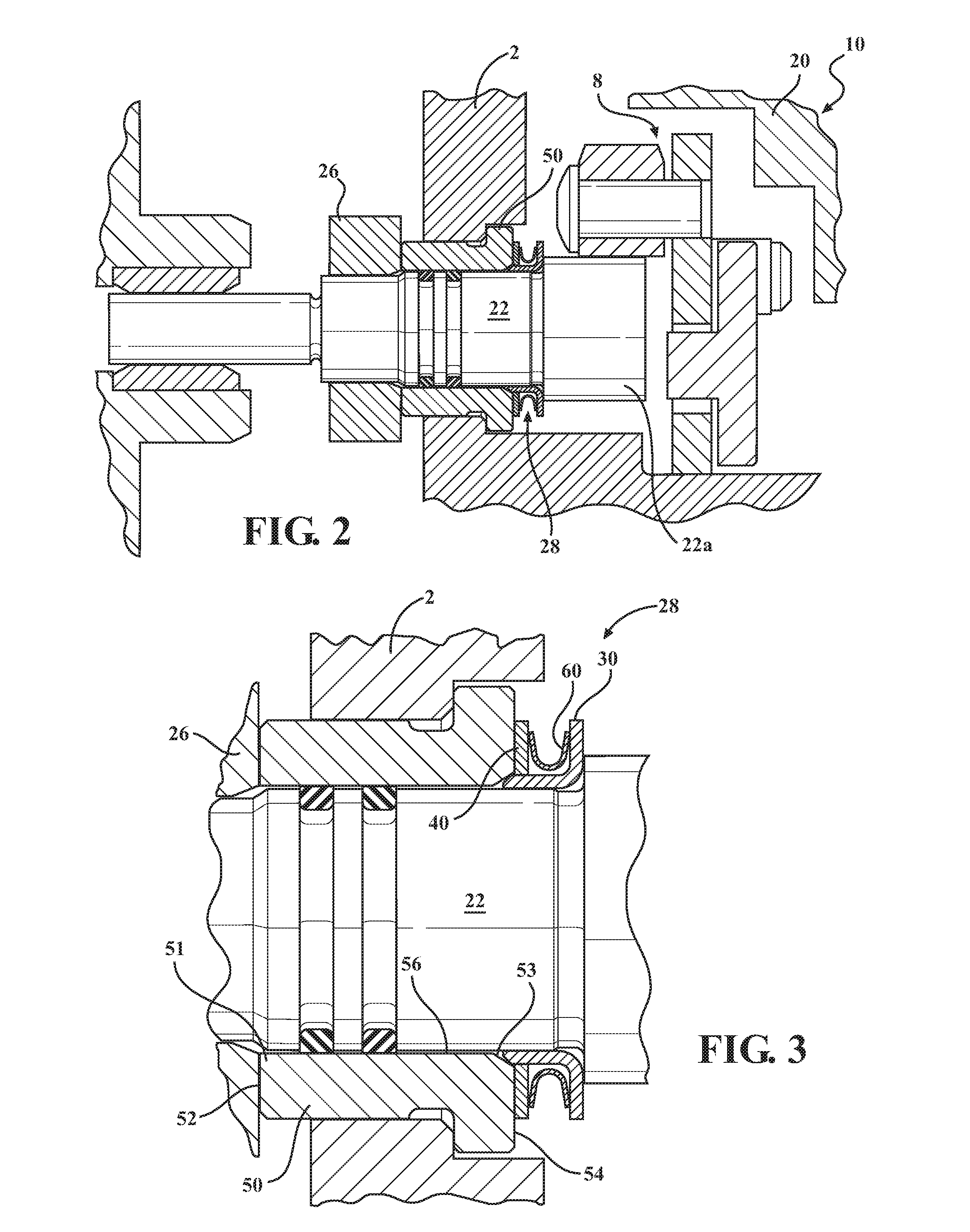 Actuation pivot shaft face seal