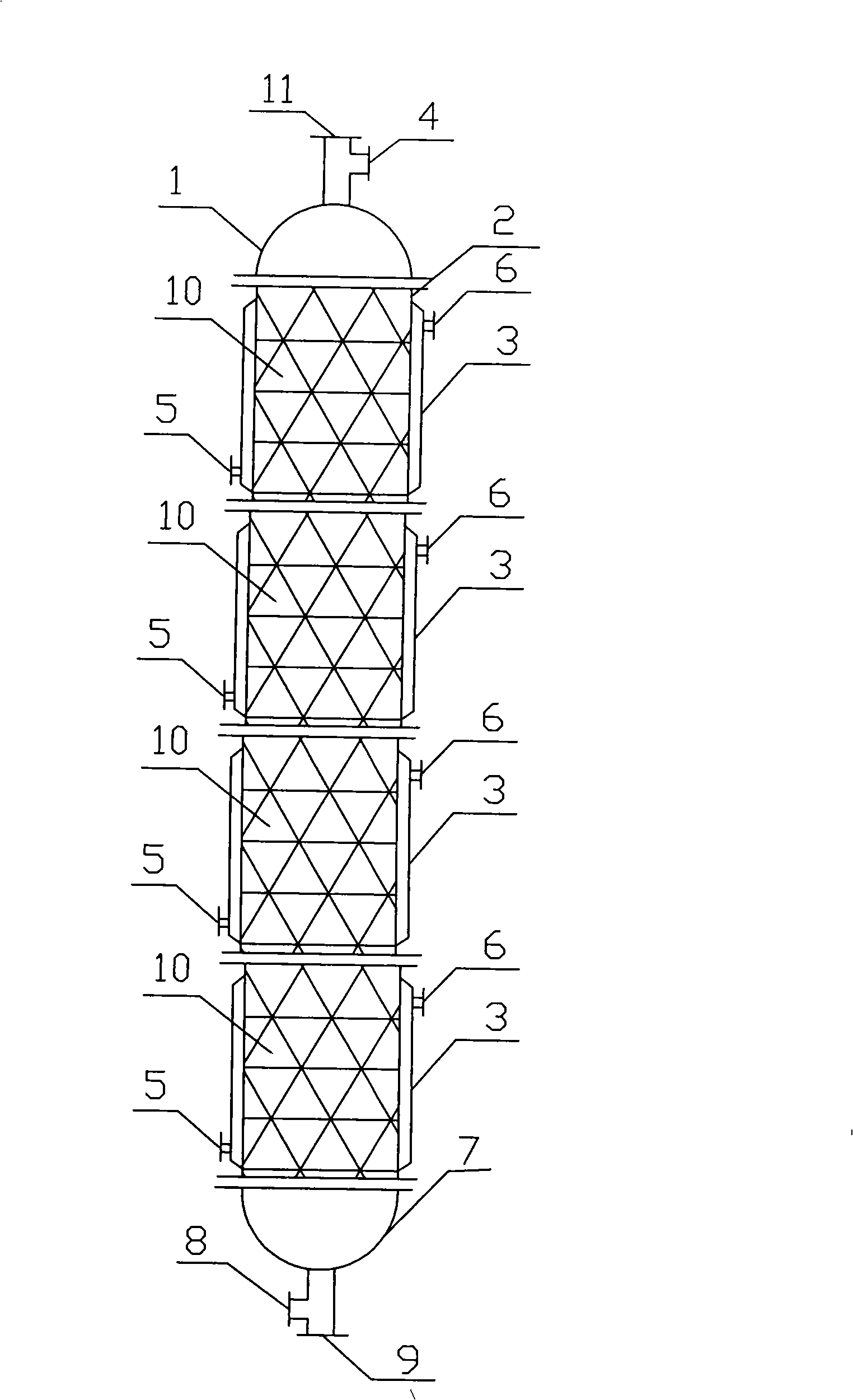 Process for preparing bromoundecanoic acid by tower type addition of undecylenic acid