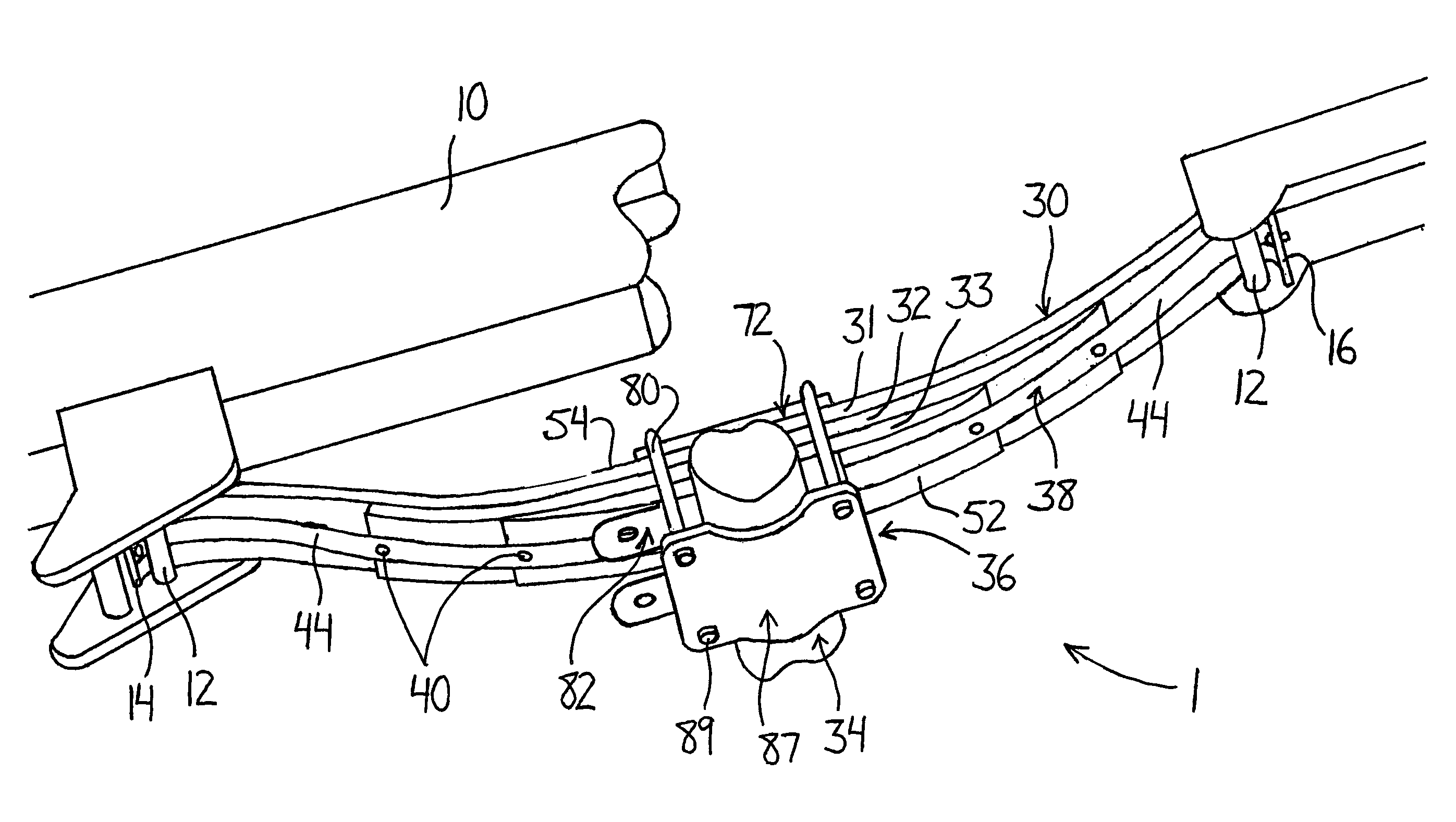 Leaf spring assembly with retaining device