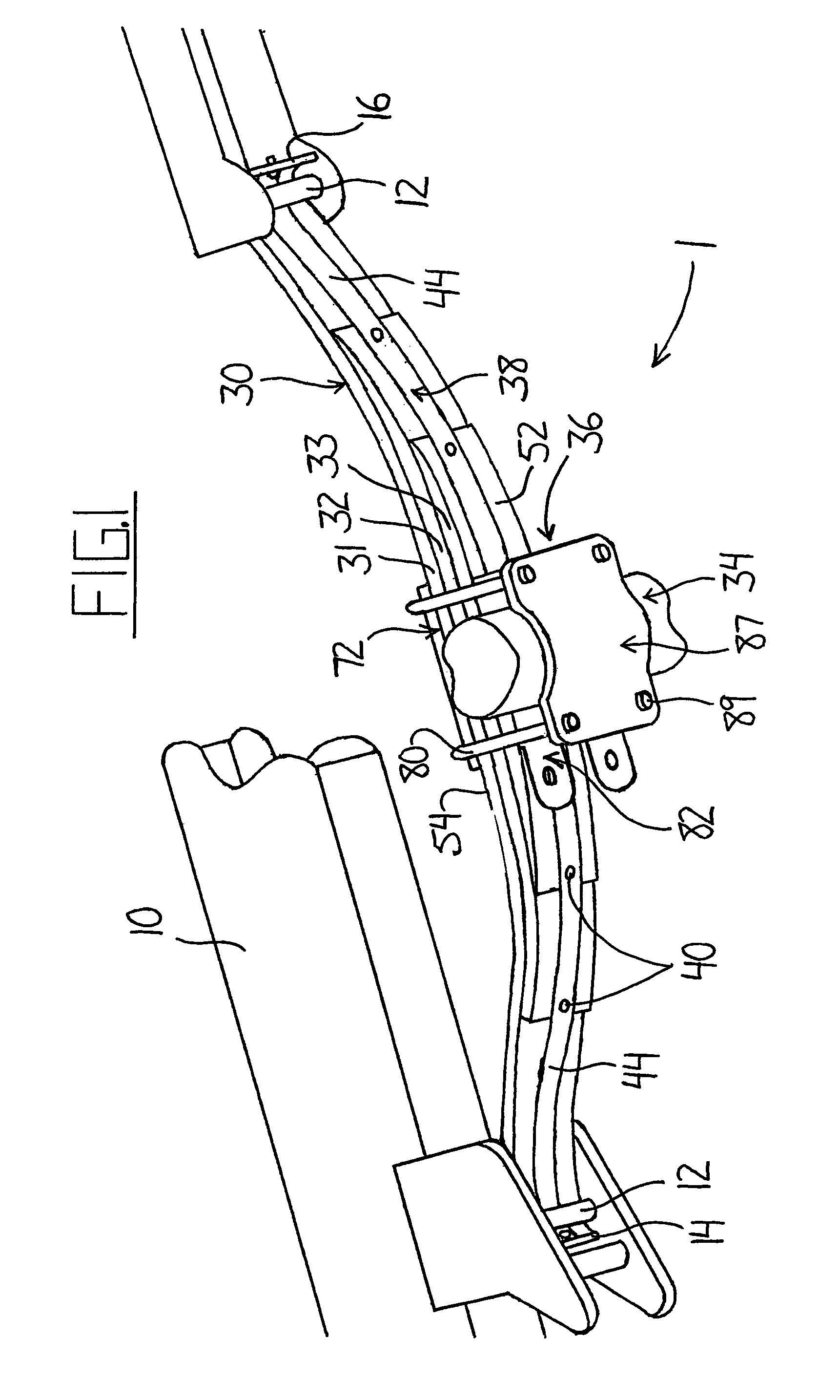 Leaf spring assembly with retaining device