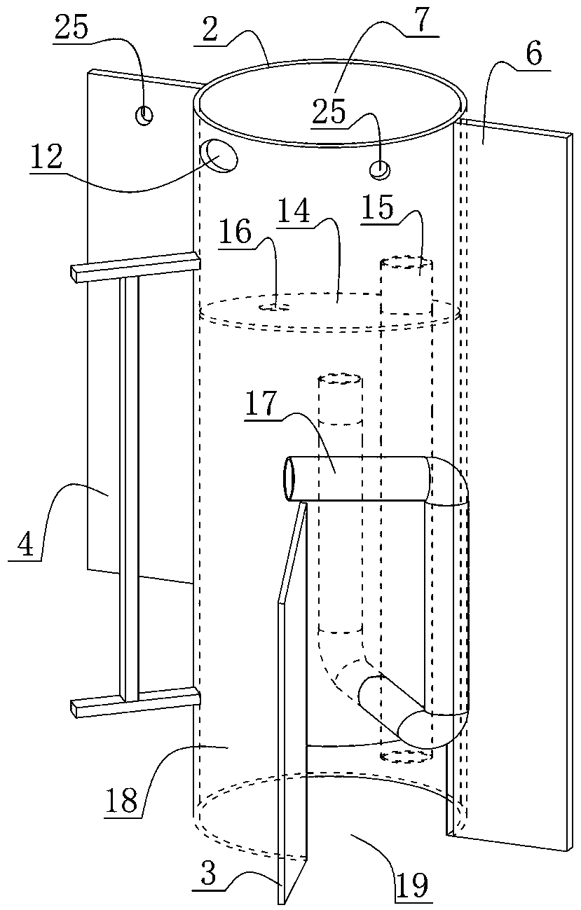 A double-tube multi-grid self-stirring combined purification tank
