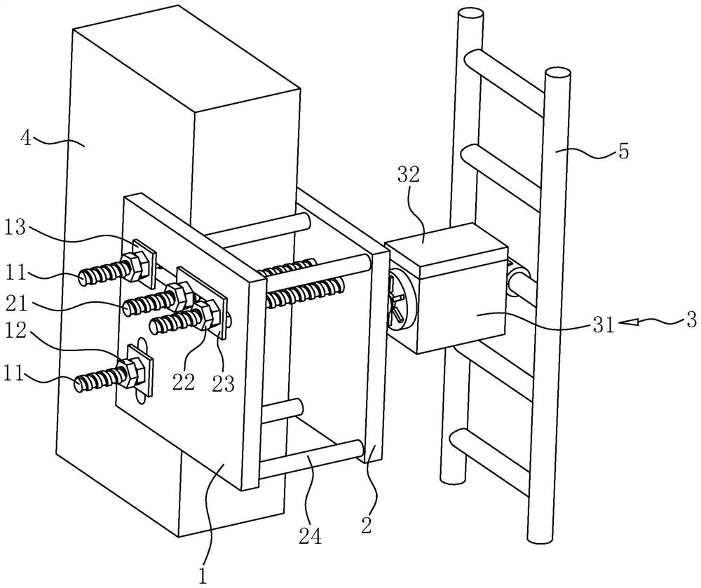 Temporary attachment device for attached lifting scaffold