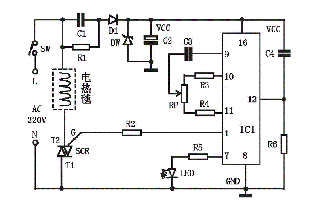 Intermittent temperature controller for electric blanket