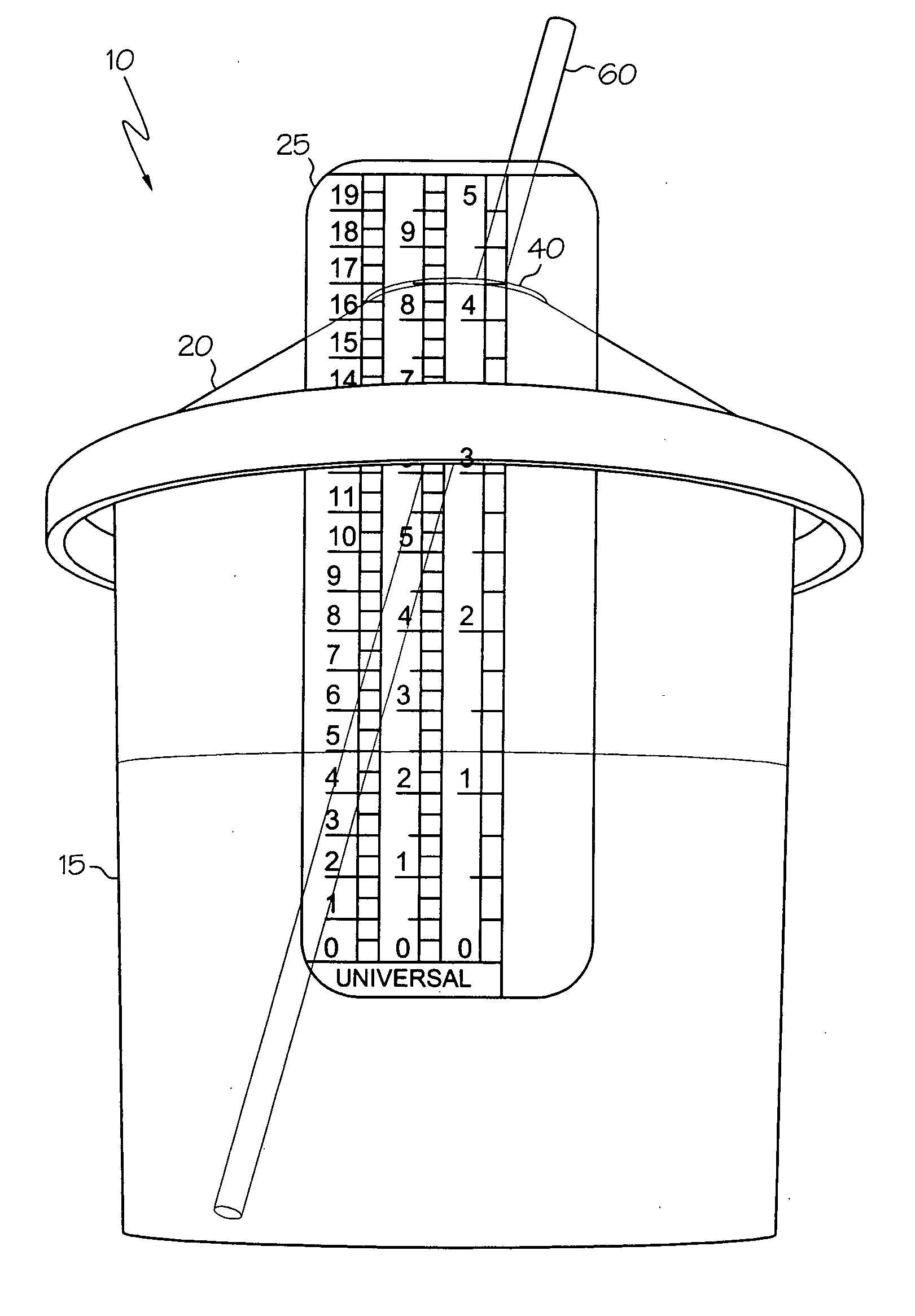 Fluid supply assembly with measuring guide