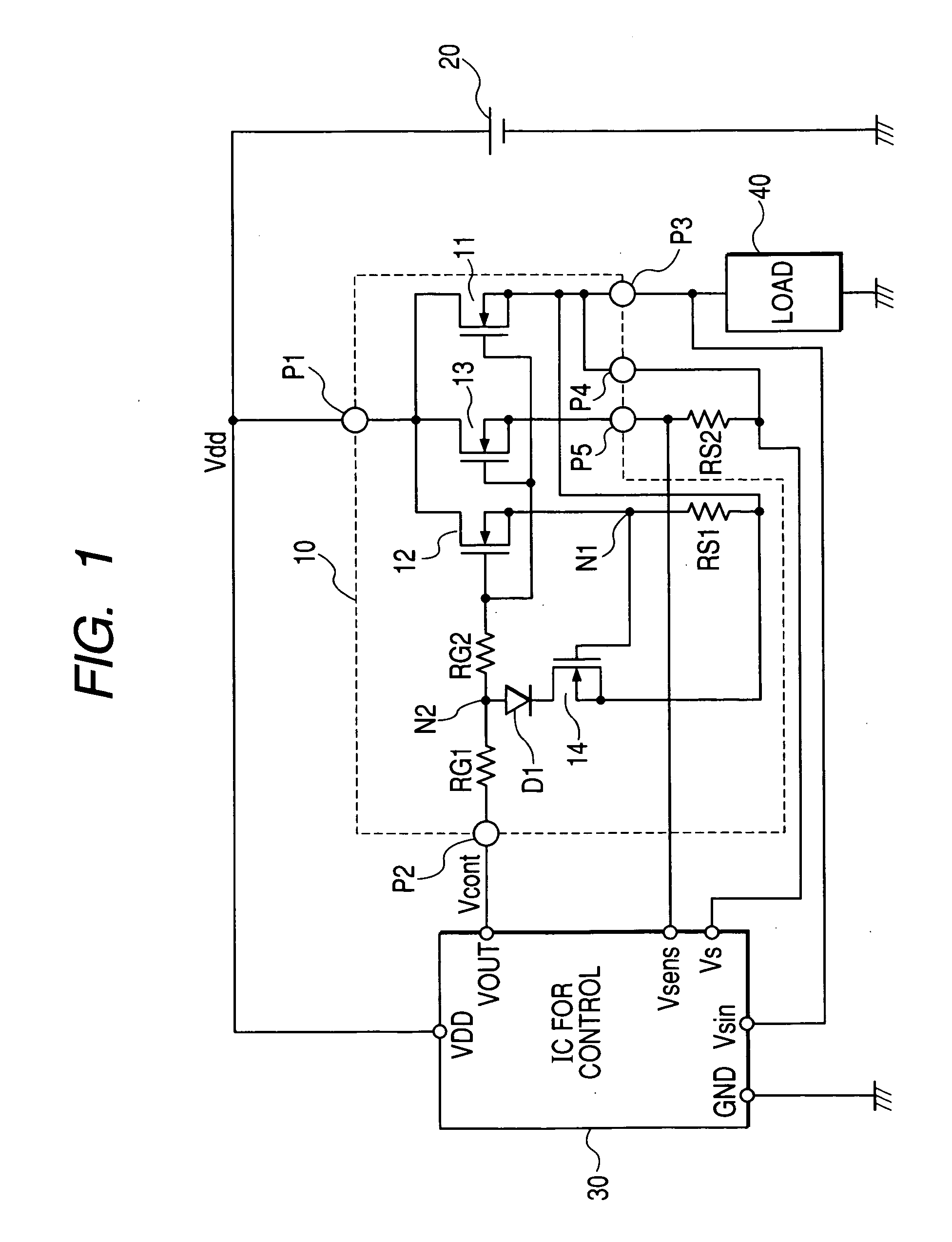 Power transistor device and a power control system for using it