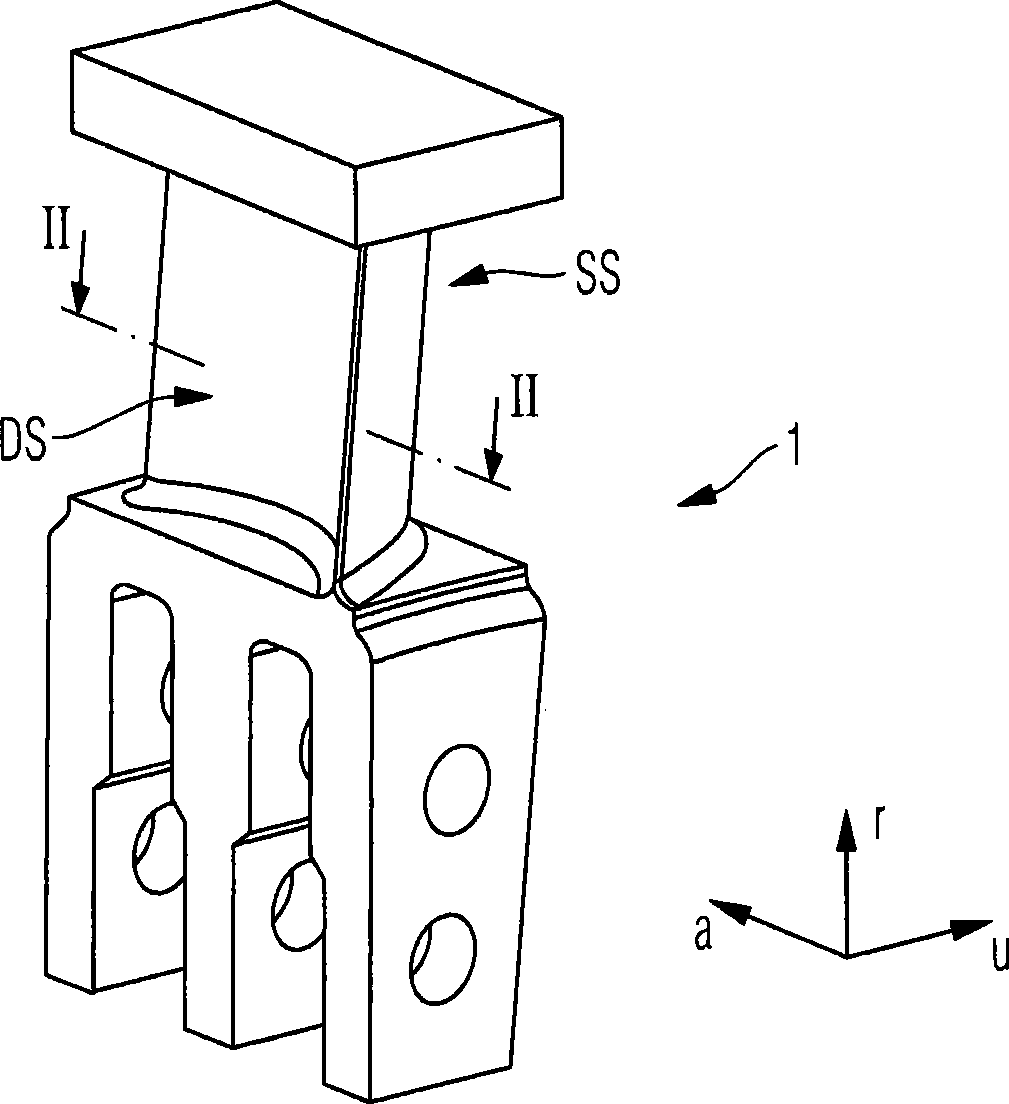 Blade cascade for a flow engine and flow engine comprising said blade cascade