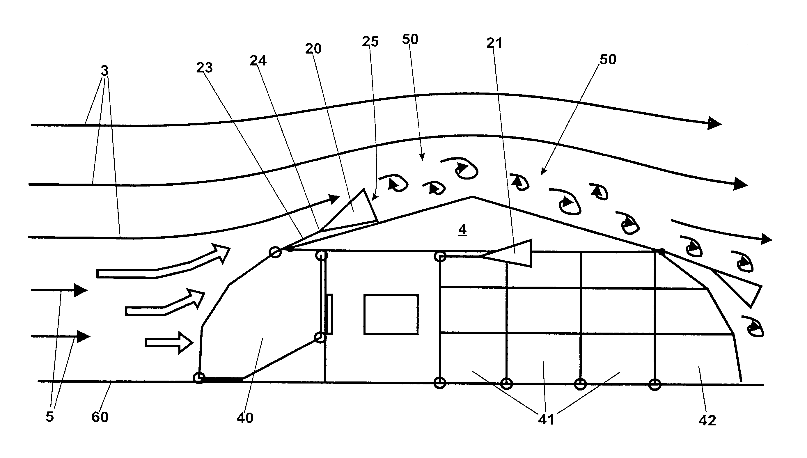 Wind flow body for a structure