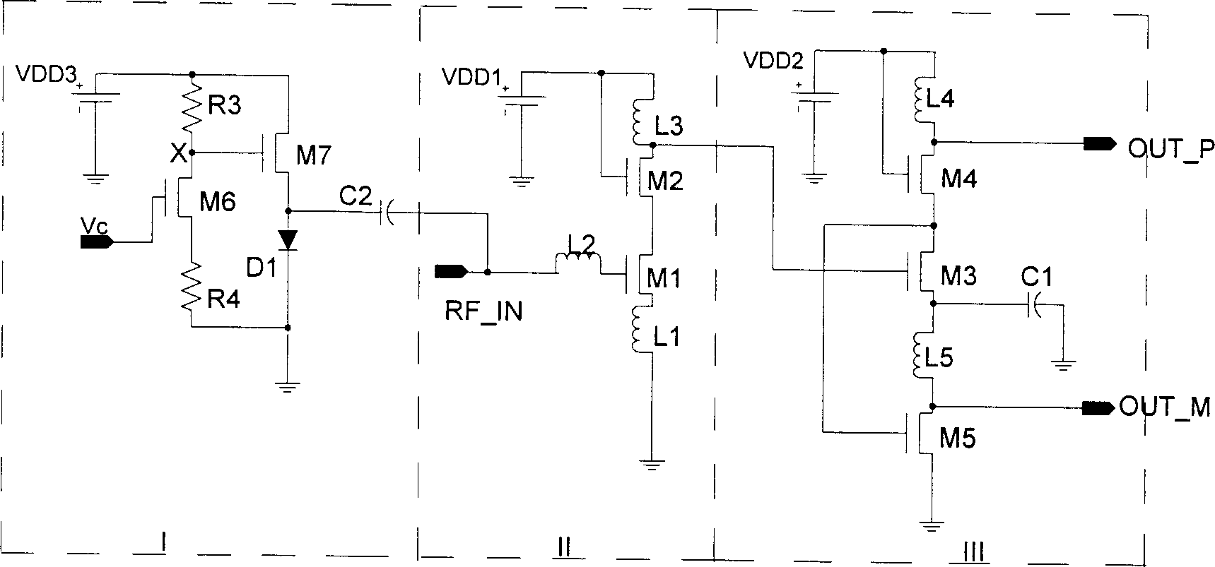 Variable-gain single-ended-to-difference radio-frequency low-noise amplifier