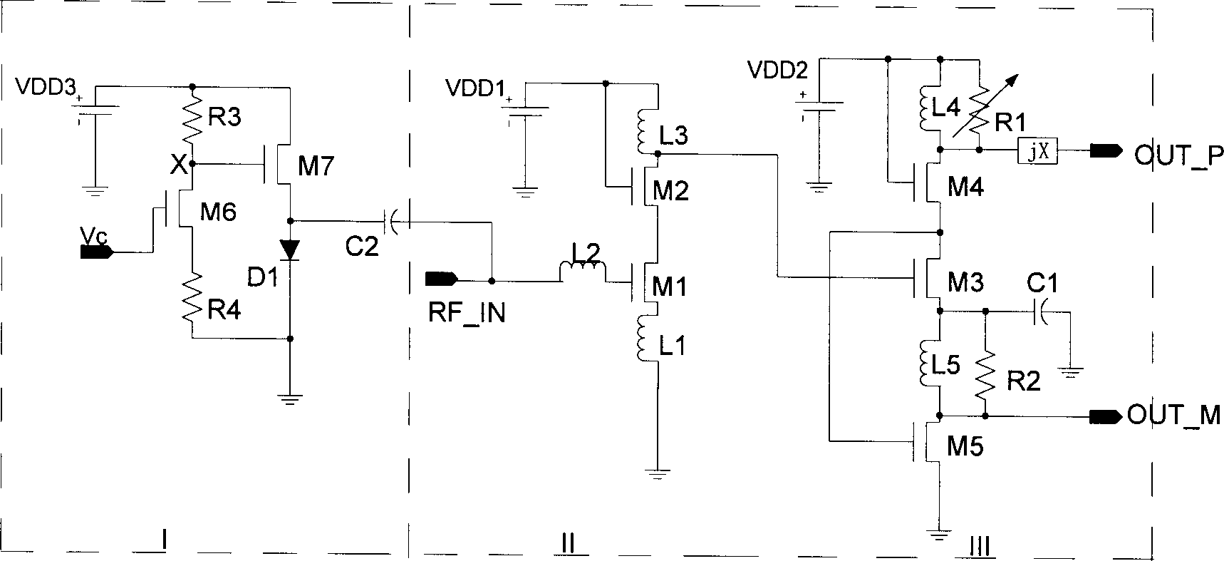 Variable-gain single-ended-to-difference radio-frequency low-noise amplifier
