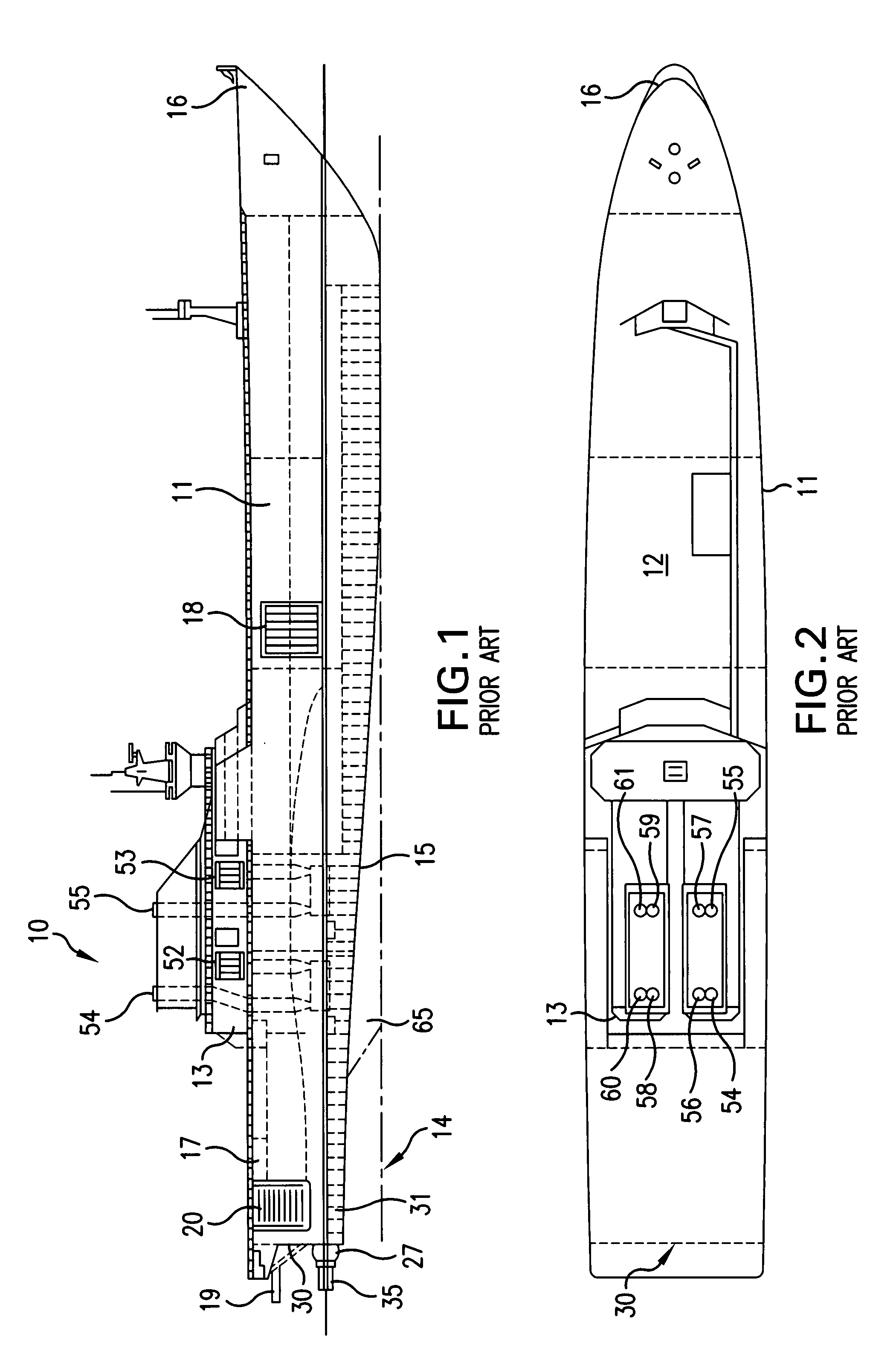 Monohull fast ship or semi-planing monohull with a drag reduction method