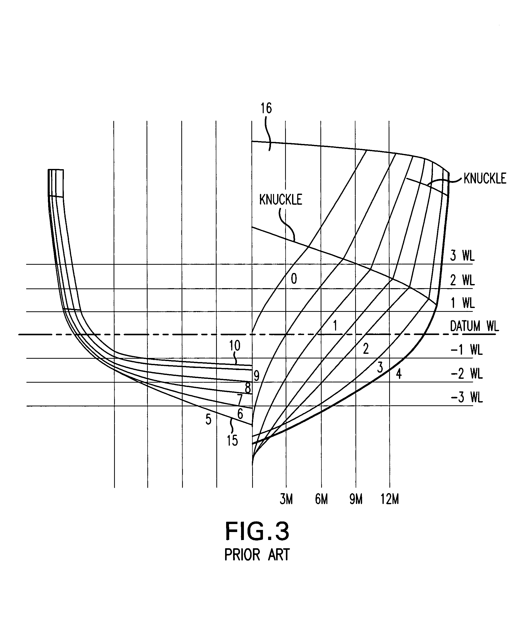 Monohull fast ship or semi-planing monohull with a drag reduction method