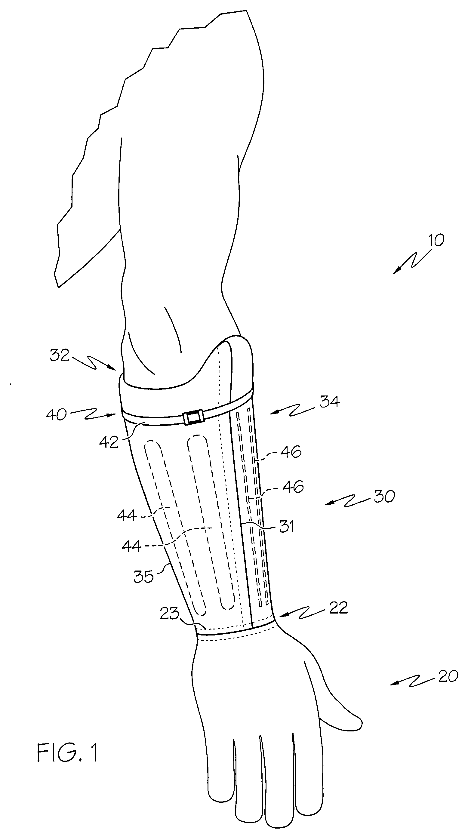 Device for the hand and forearm of the user