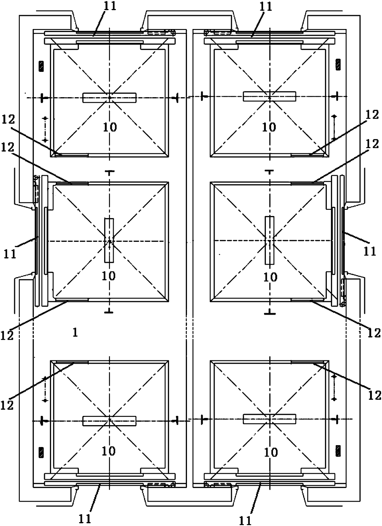 Double-linkage-car elevator system and failure rescue method for same