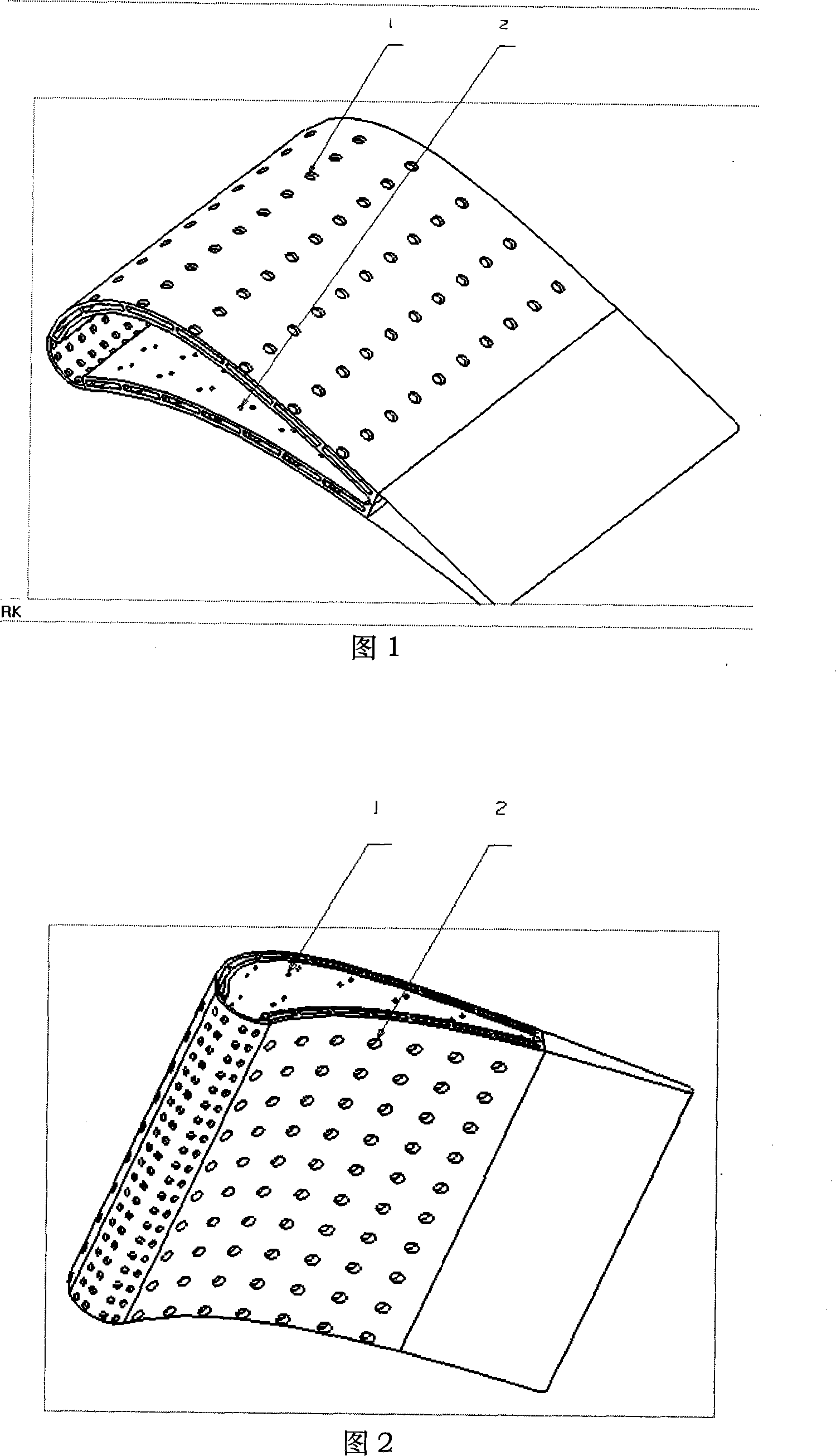 Combined cooling structure for turbine blade middle-part inclined impact aerating film