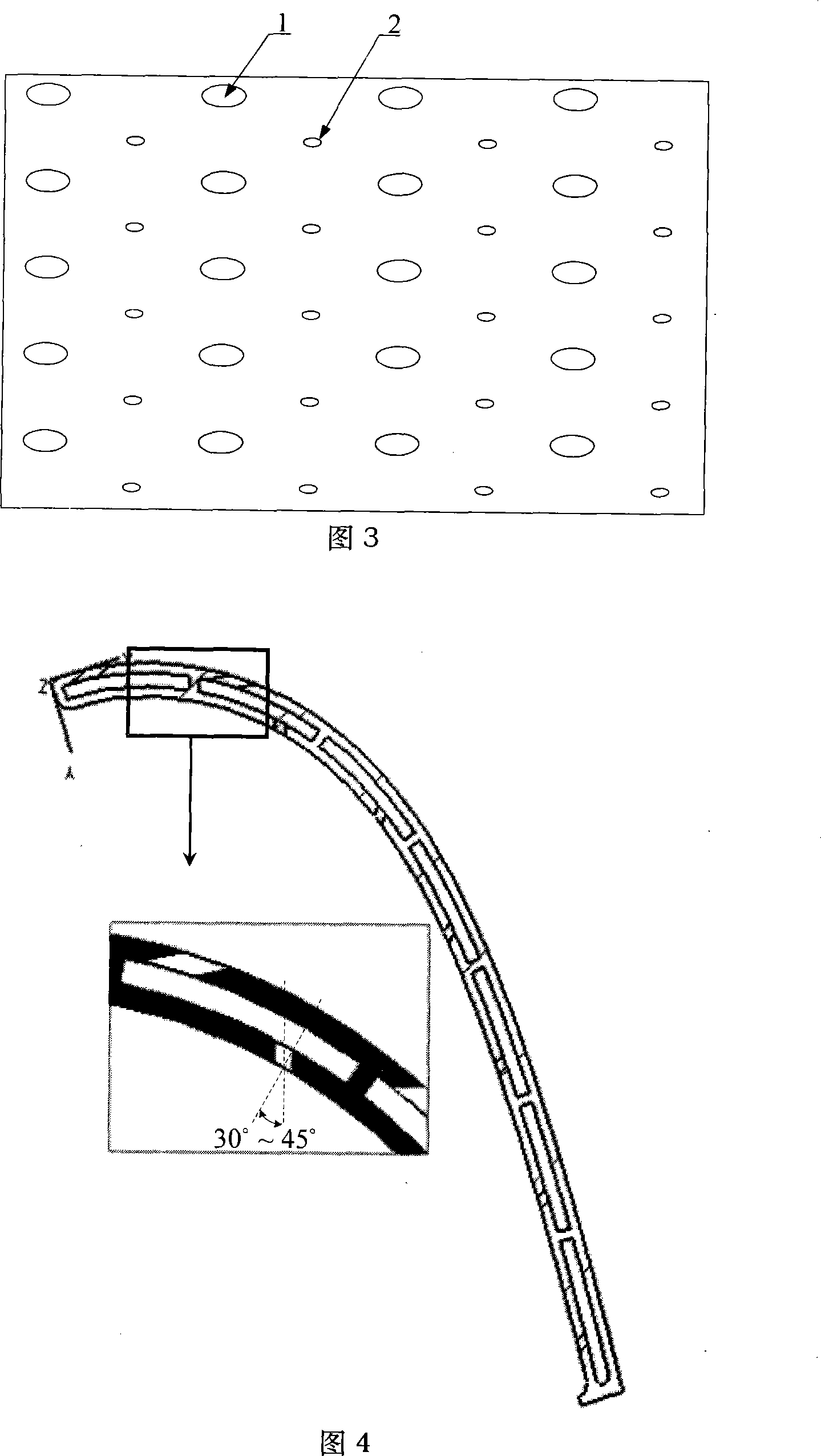 Combined cooling structure for turbine blade middle-part inclined impact aerating film