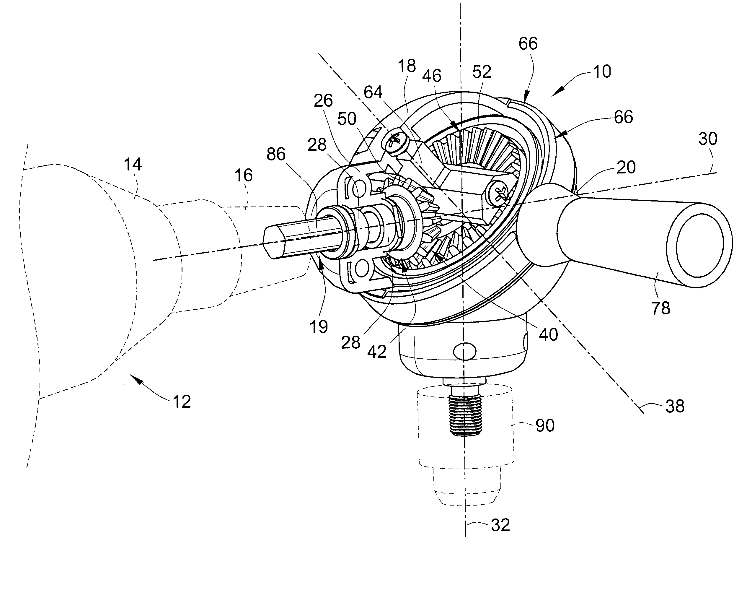 Adjustable angle drive for a rotary power tool