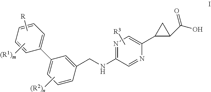 Benzylaminopyrazinylcyclopropanecarboxylic acids, pharmaceutical compositions and uses thereof