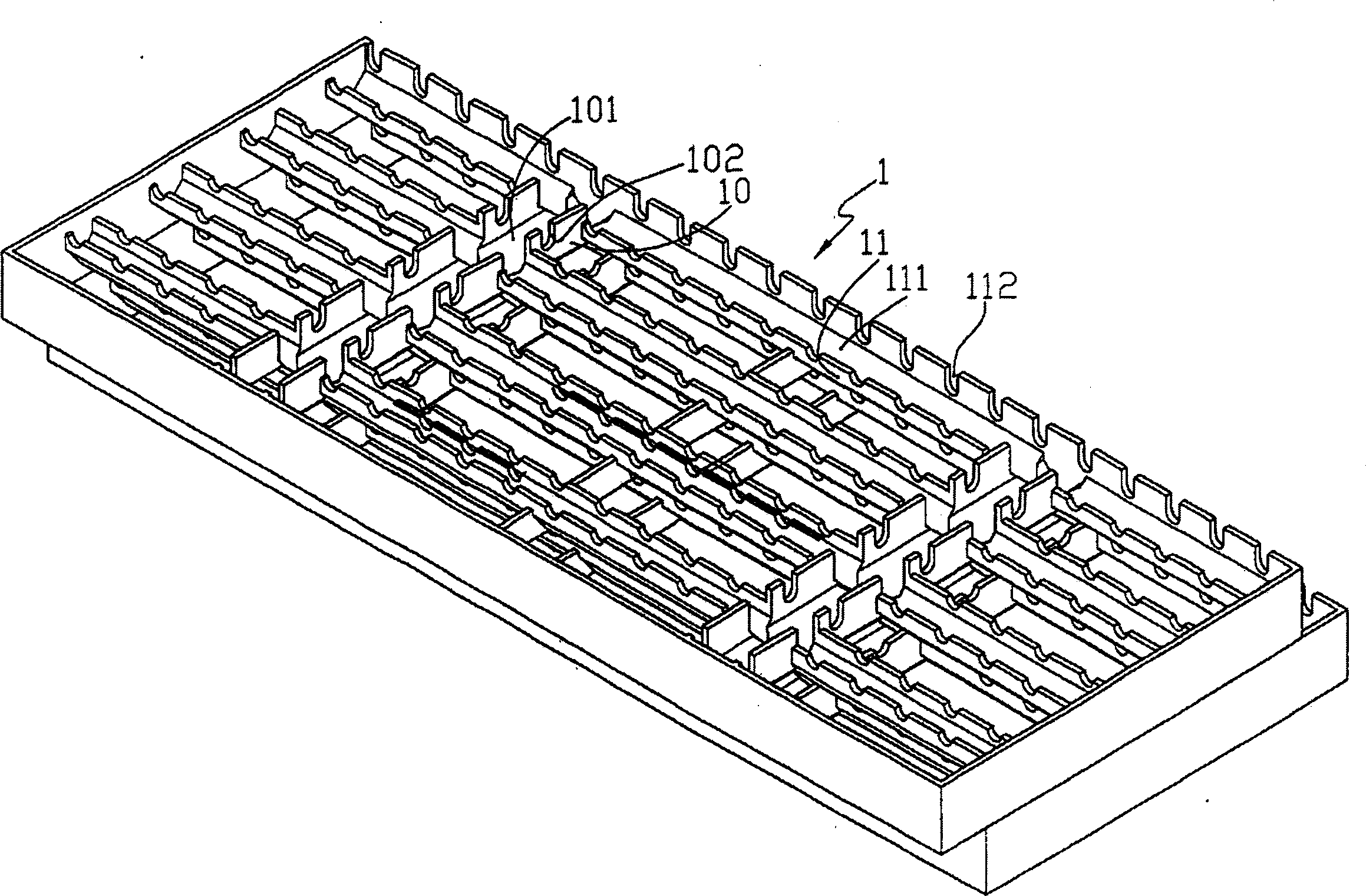 Cooling water-tower sprinkling plate structure