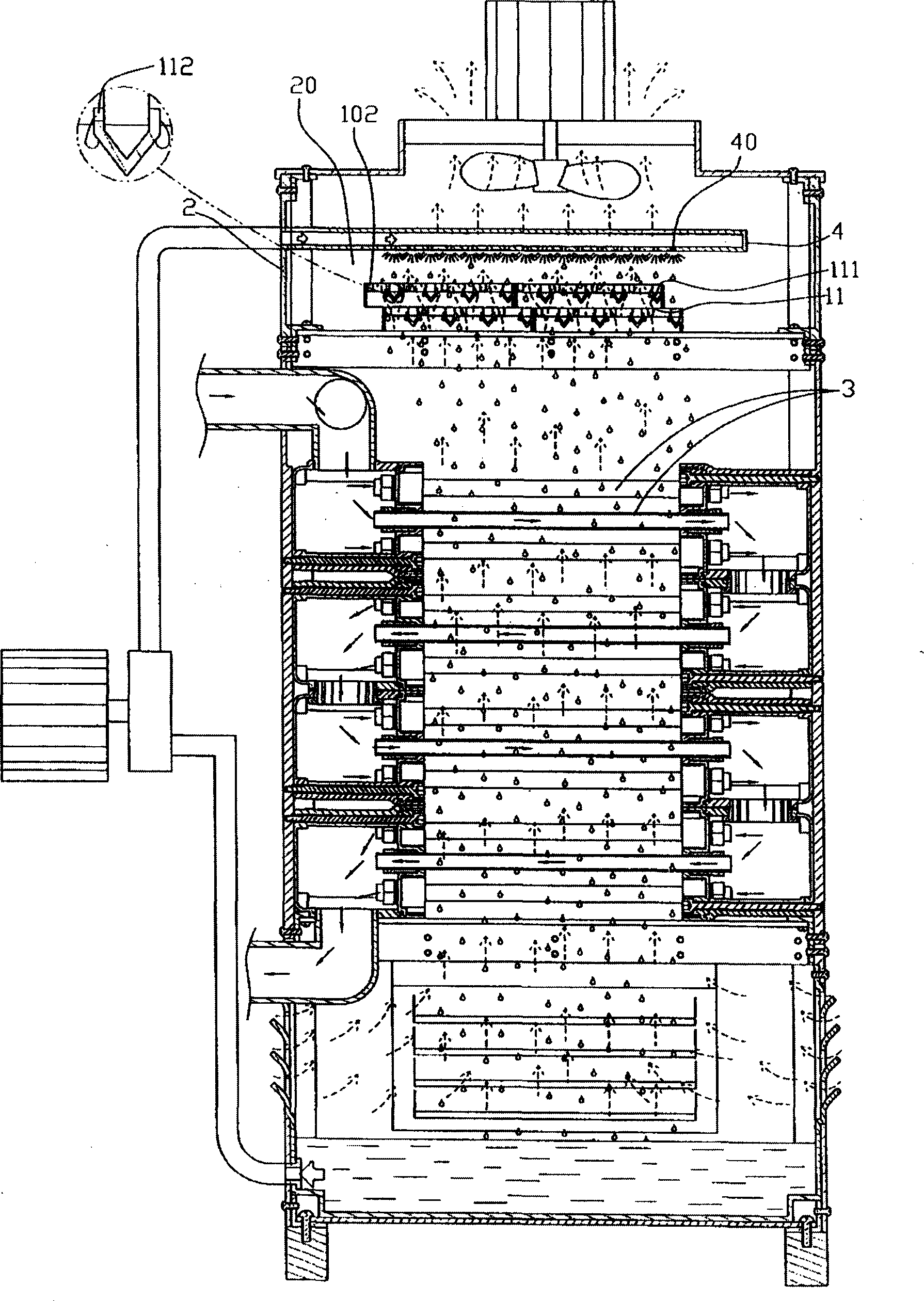 Cooling water-tower sprinkling plate structure