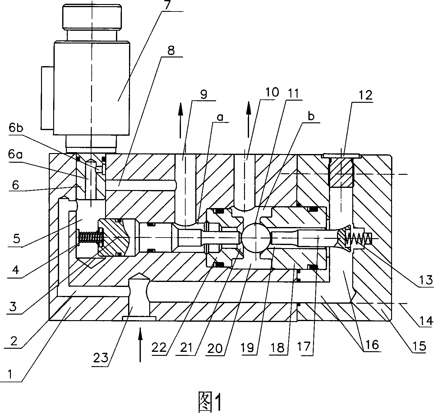 Electromagnetic pilot type high-pressure two-position three-port valve
