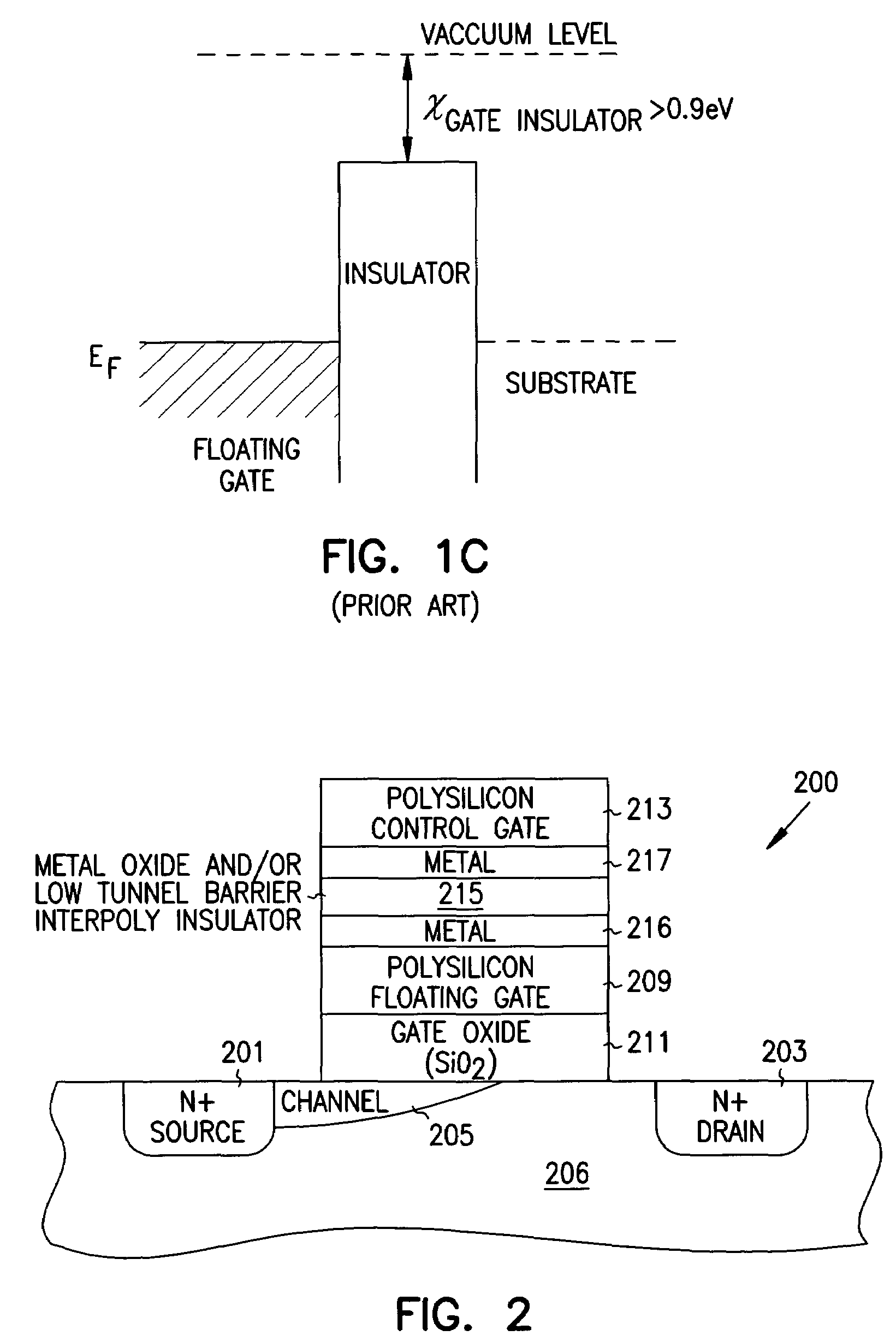 Programmable memory address and decode circuits with low tunnel barrier interpoly insulators