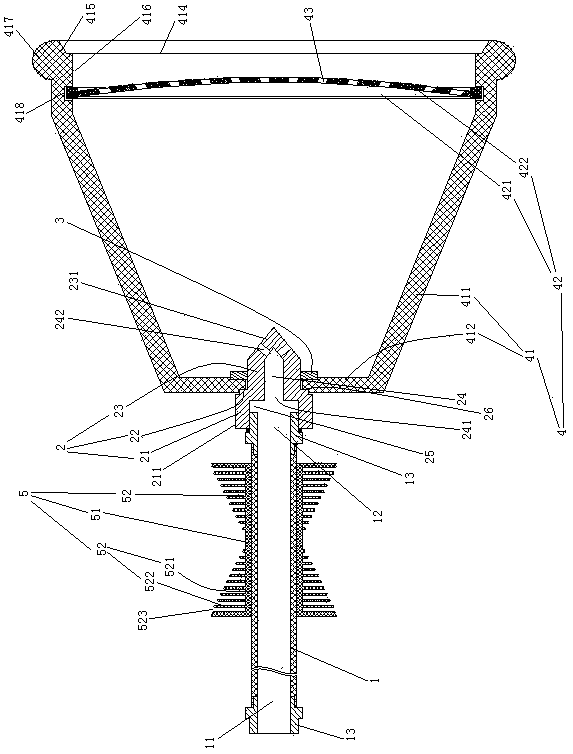 Step-down fire extinguisher output pipe