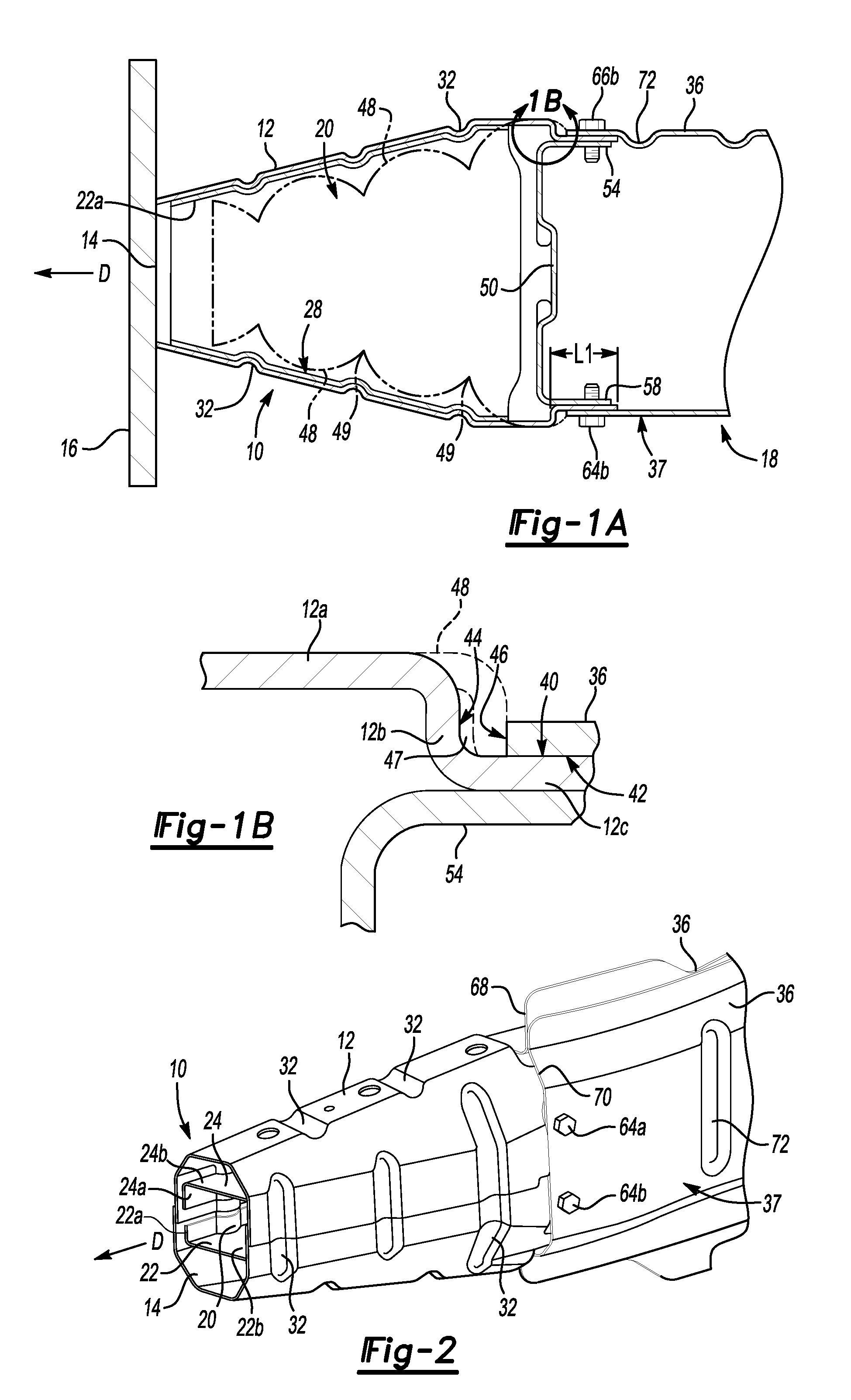 Efficient joint for vehicle energy-absorbing device
