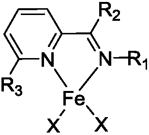 Alkyl pyridine imine iron-based catalyst and preparation method and application thereof