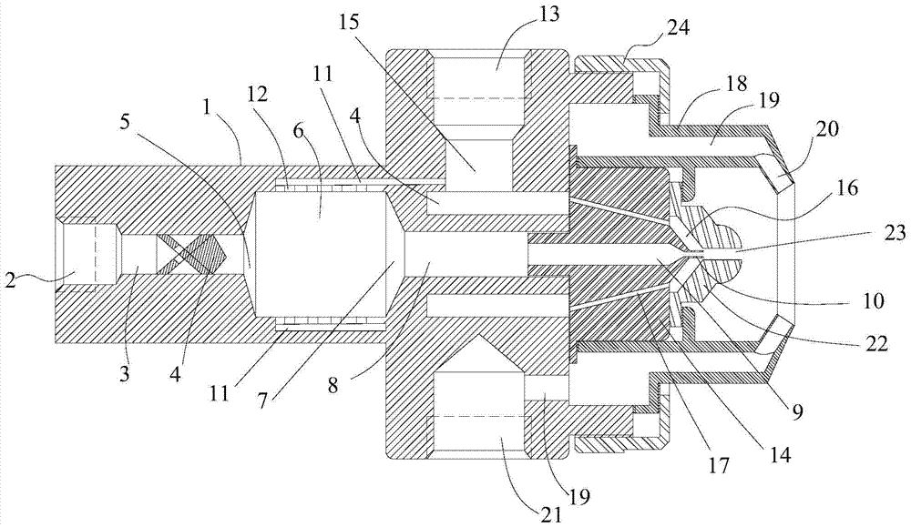 A high and low pressure internal and external hybrid air atomizing nozzle