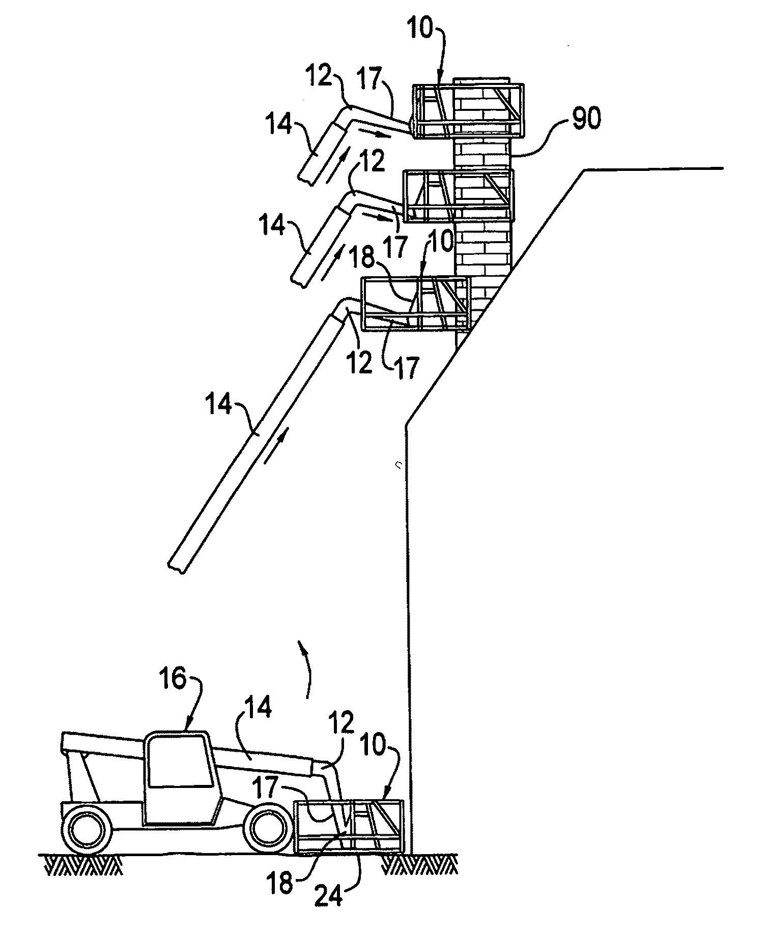 Mason's adjustable chimney-platform arrangement