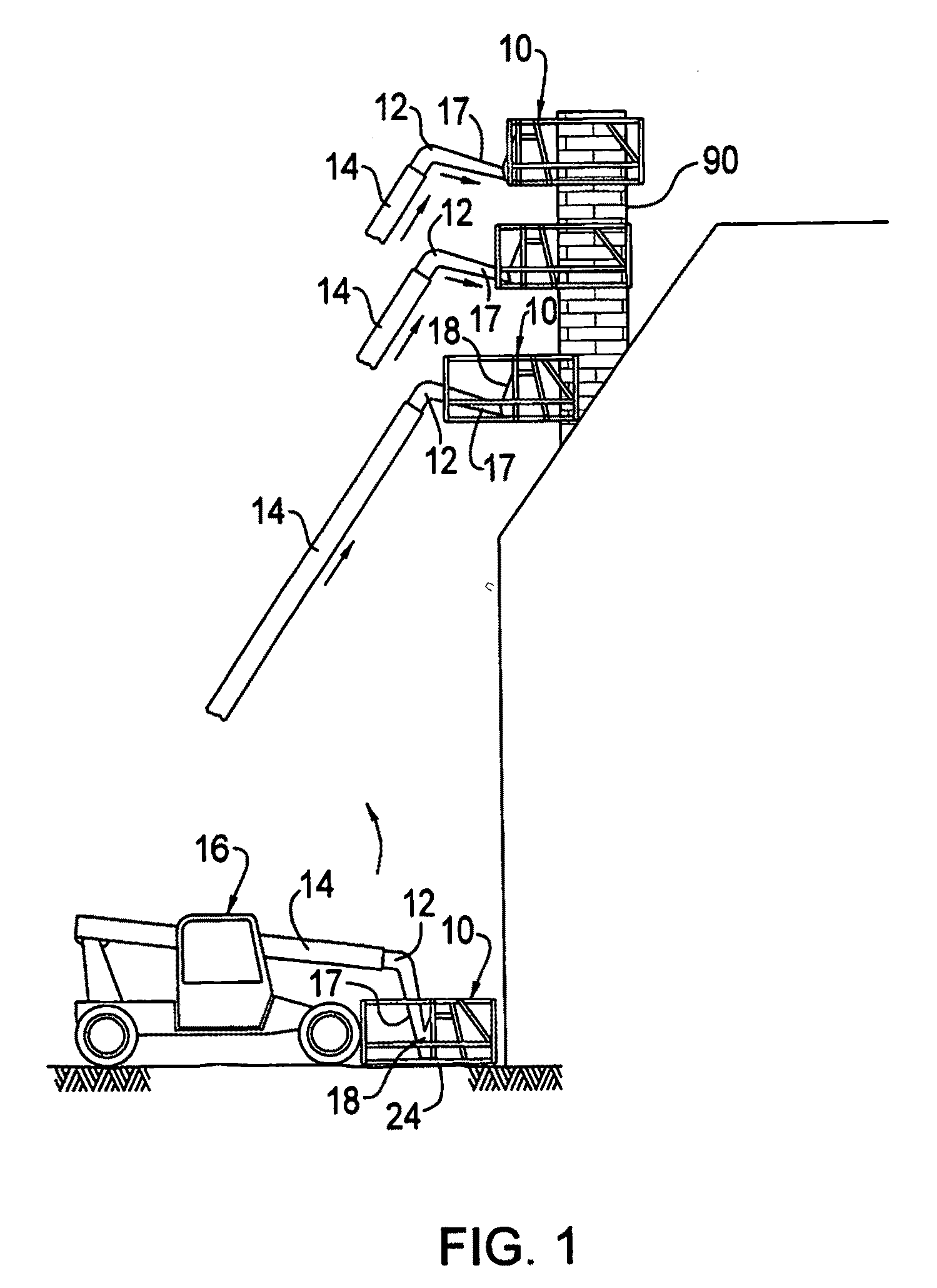 Mason's adjustable chimney-platform arrangement