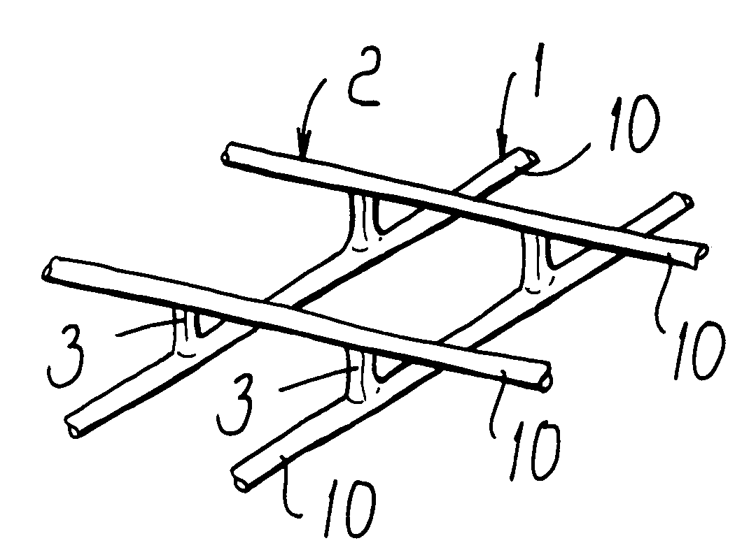 Net-like structure particularly for geotechnical uses