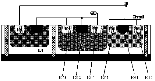 Novel silicon controlled rectifier device with low-clamping embedded capacitance-reducing diode