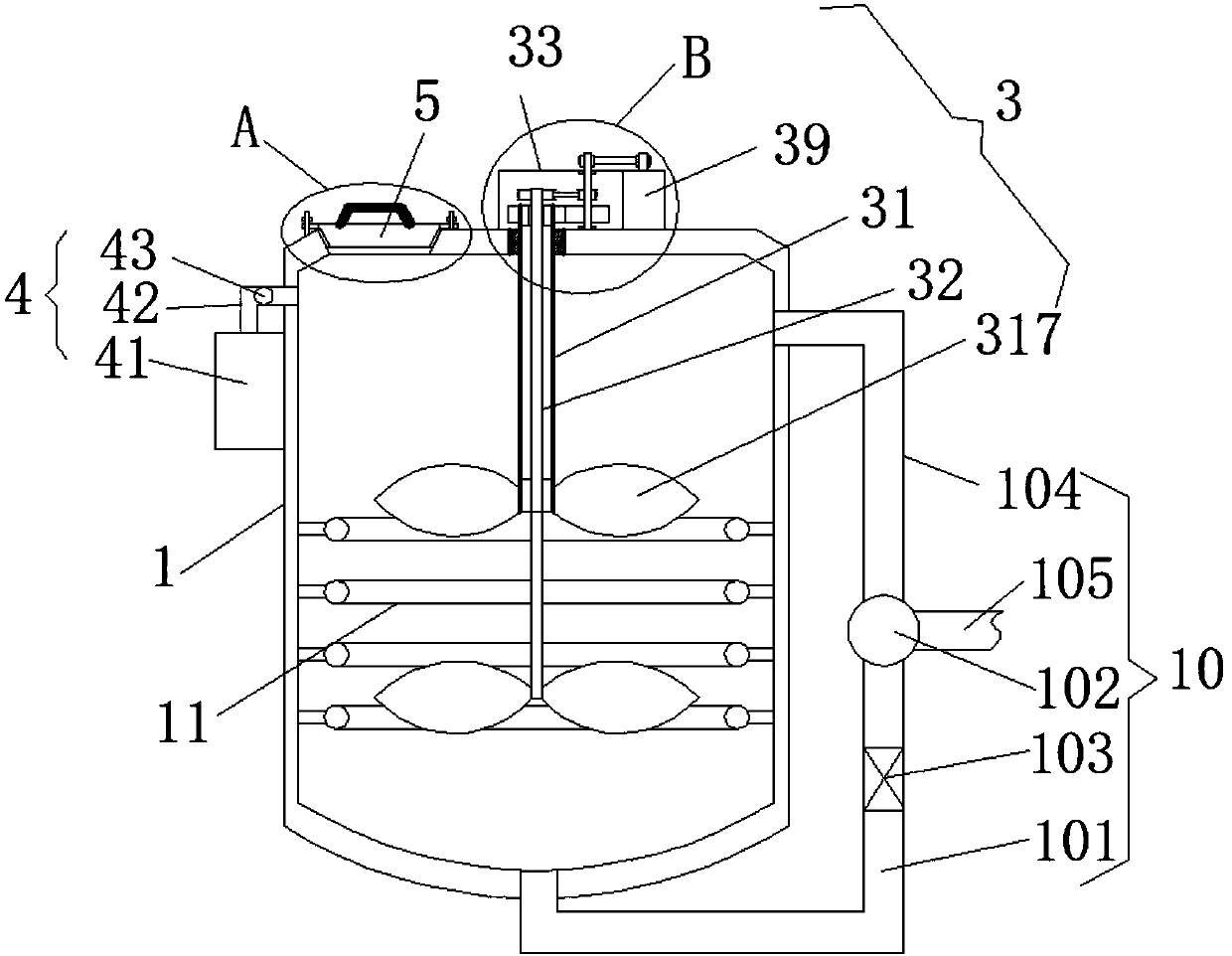 Size mixing device and using method