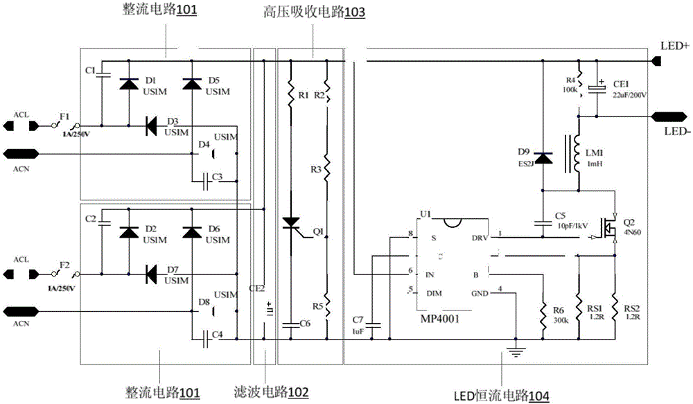 LED driving circuit compatible to different types of ballast