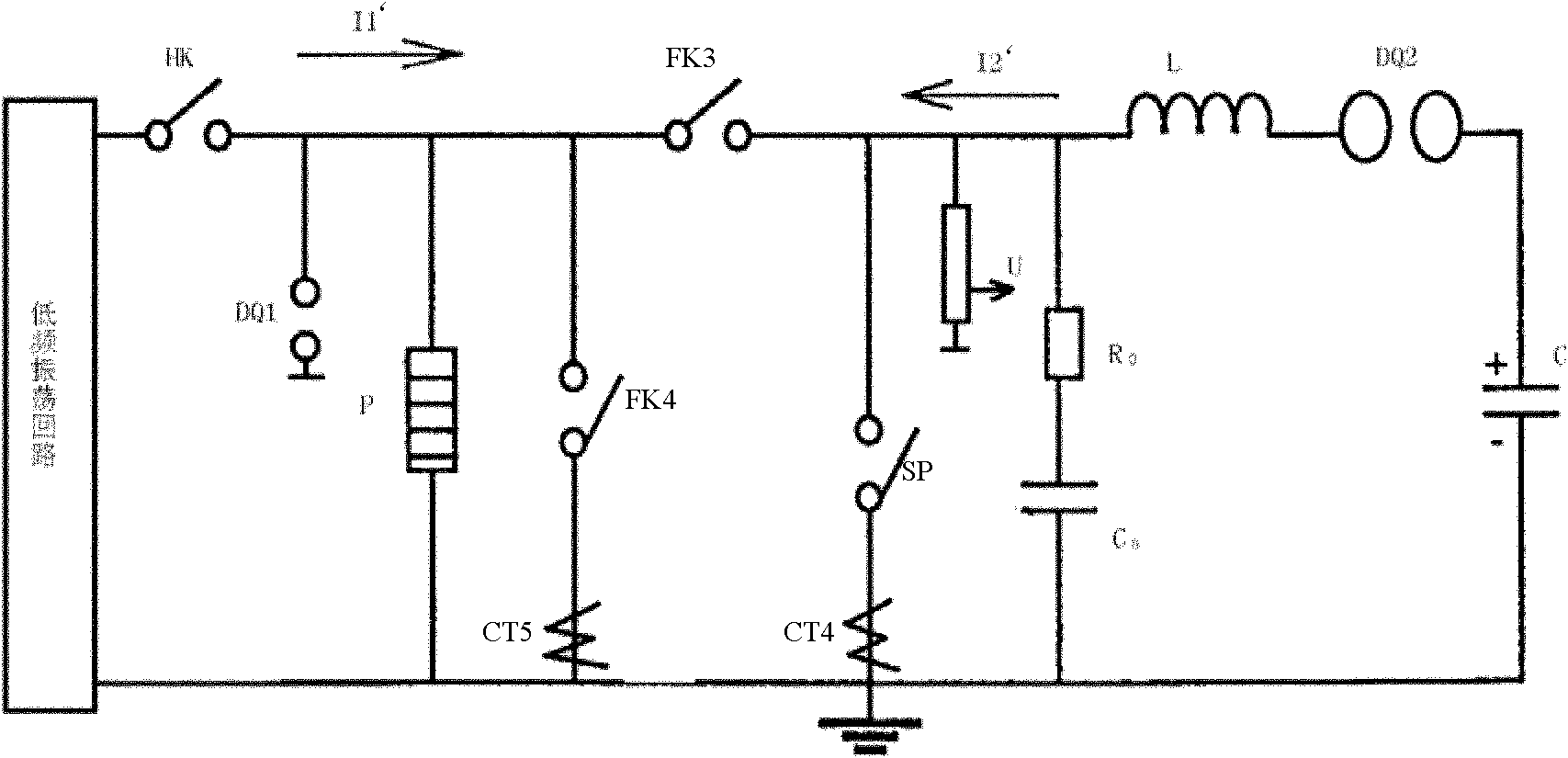 Test loop used for direct-current switch test
