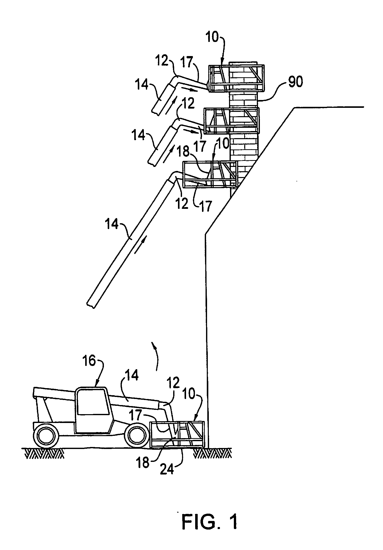 Mason's adjustable chimney-platform arrangement