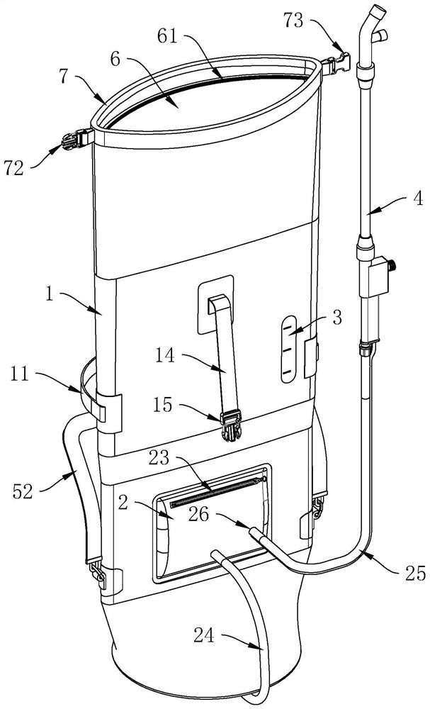 A knapsack sprayer