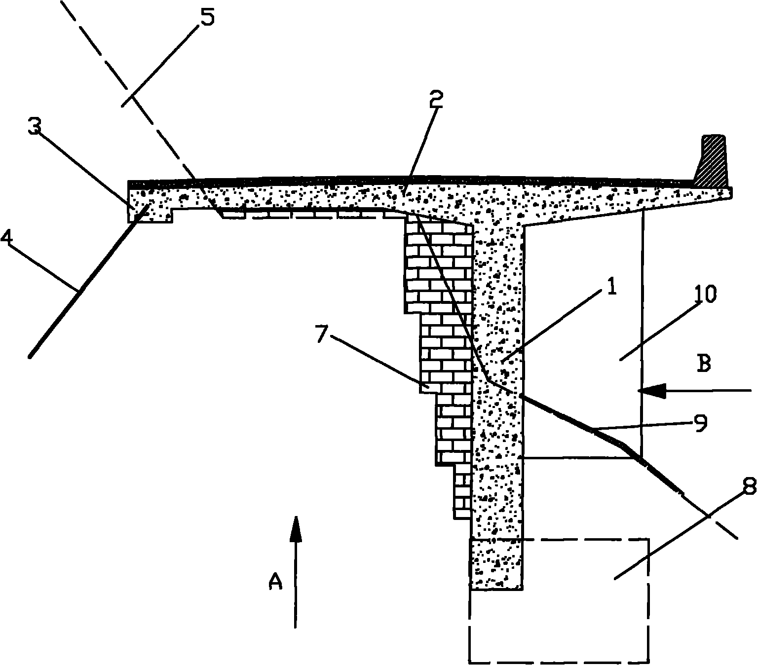 Integral type T-shaped outer cantilever roads and construction method thereof