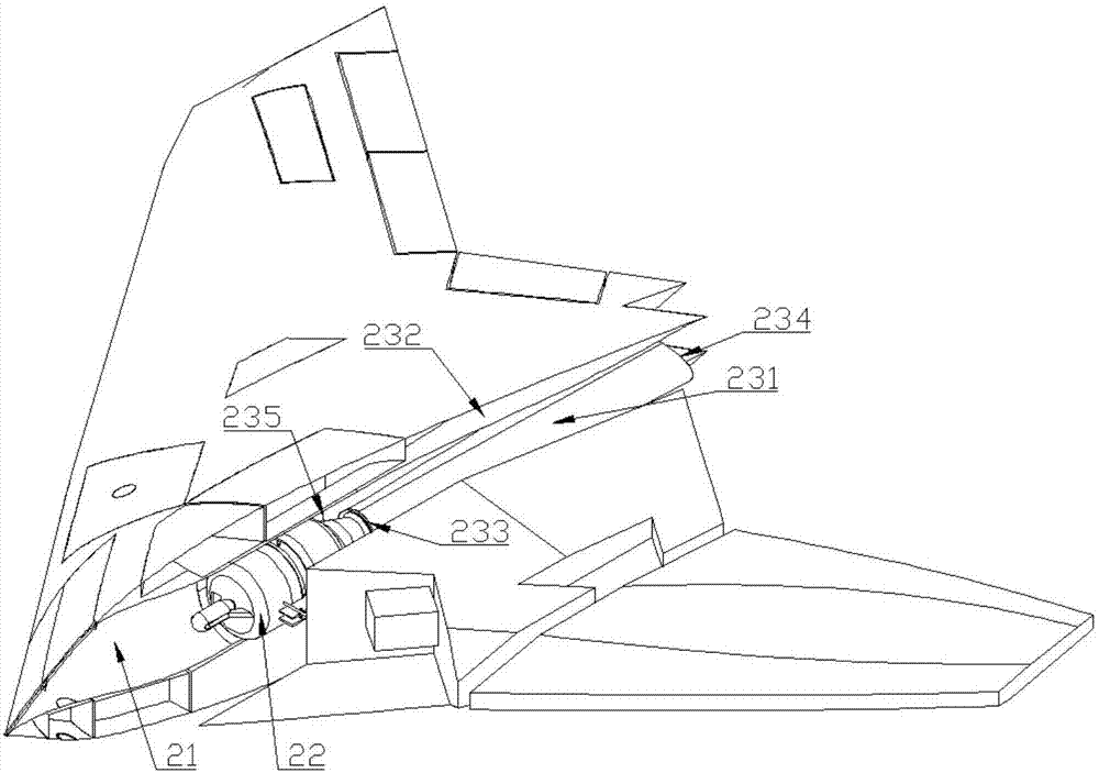 Flying wing layout stealth unmanned aerial vehicle power system