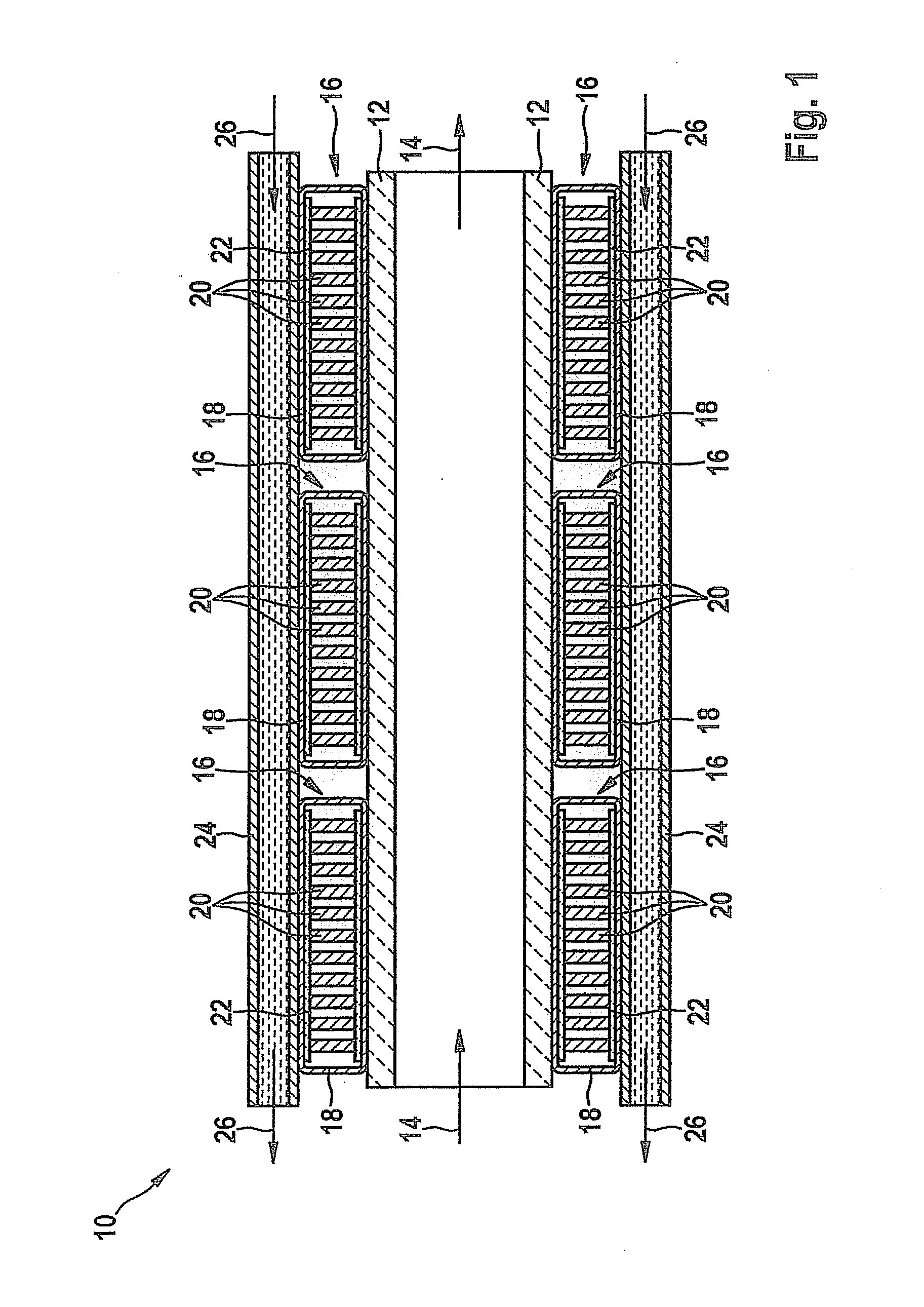 Heat exchanger and method for converting thermal energy of a fluid into electrical power